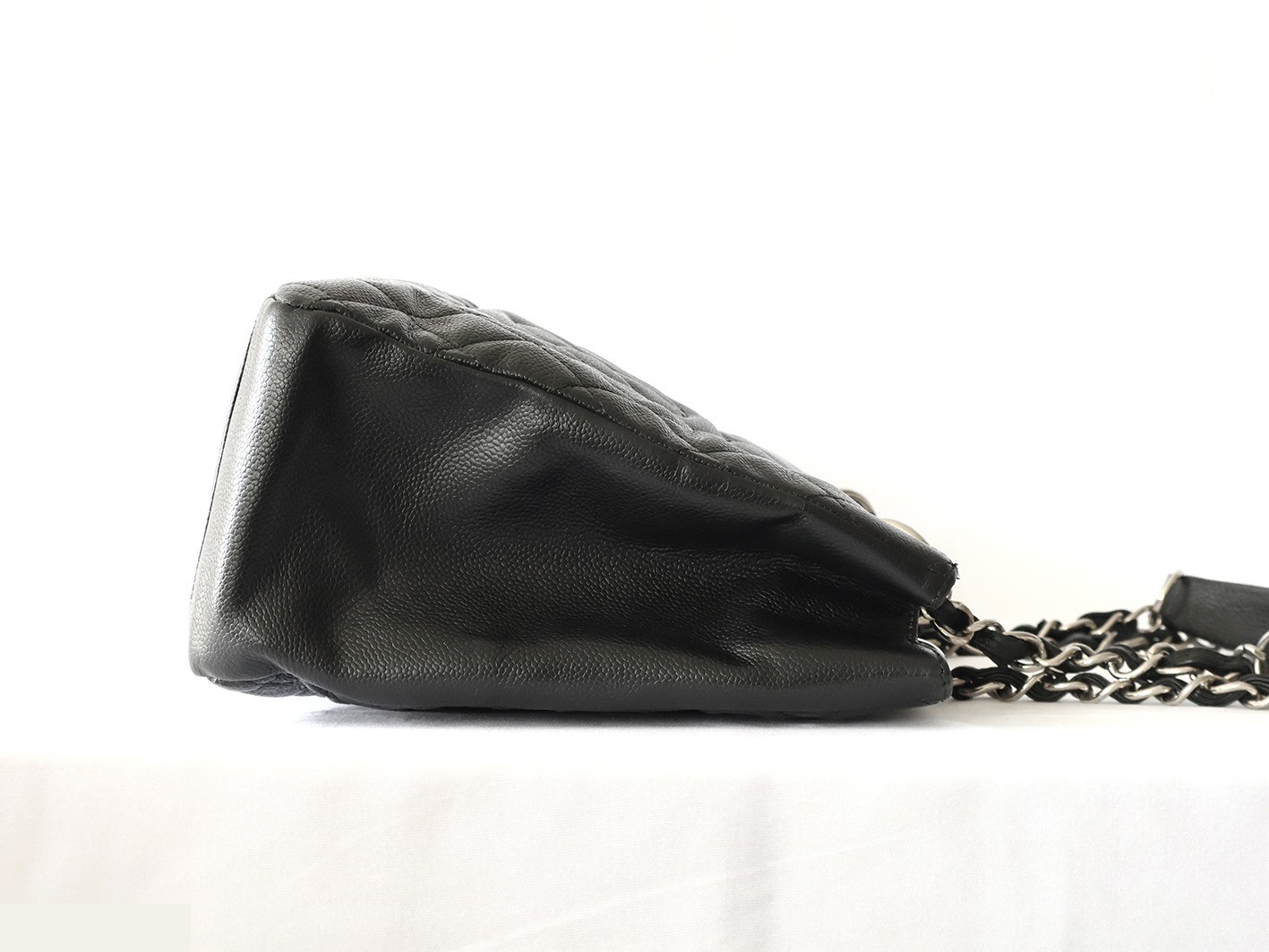 Caviar Skin GST Chain Tote Bag, Black — view 7