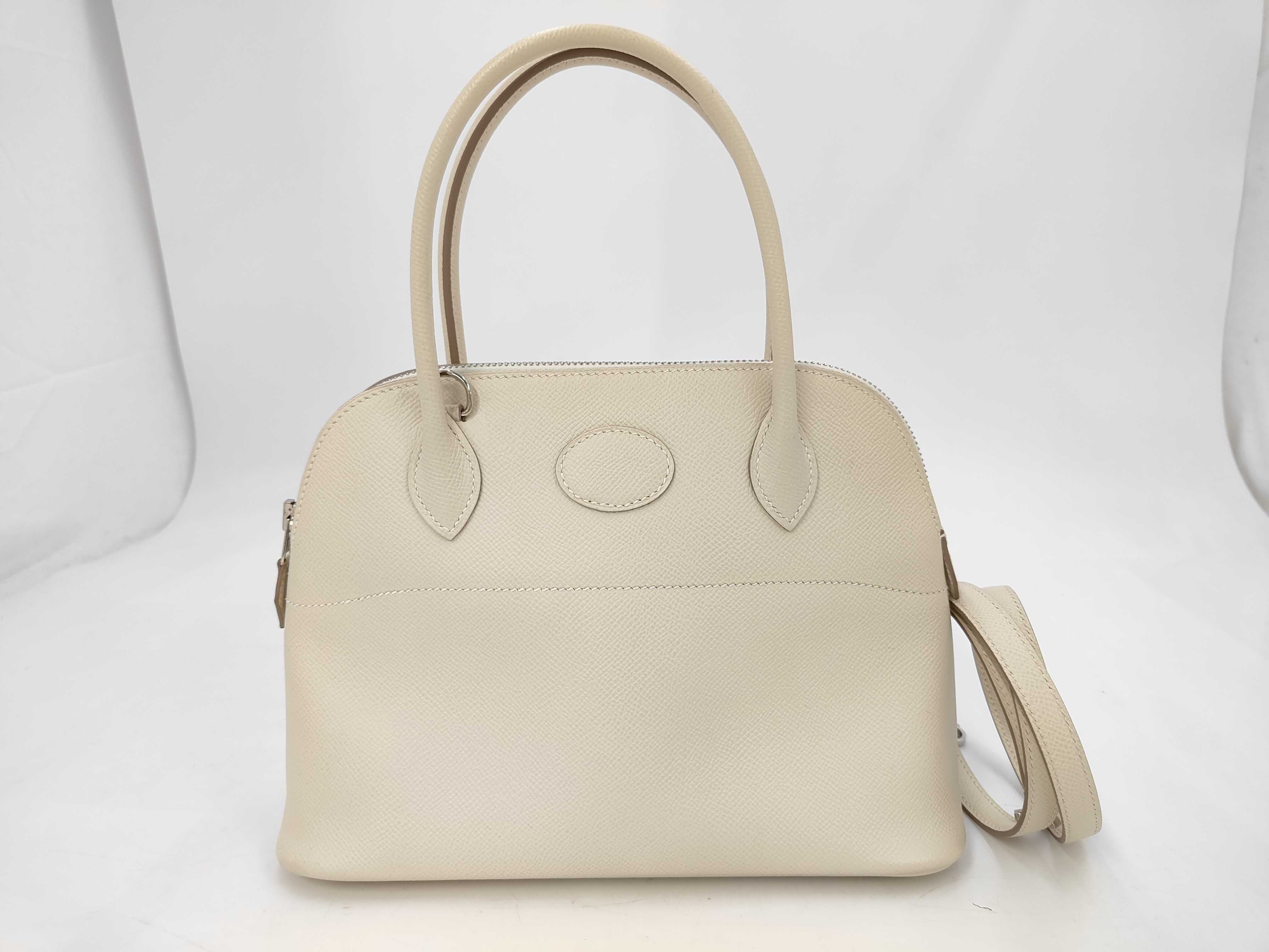 Bolide 27 Epsom Leather Craie Silver Hardware A Stamp Handbag