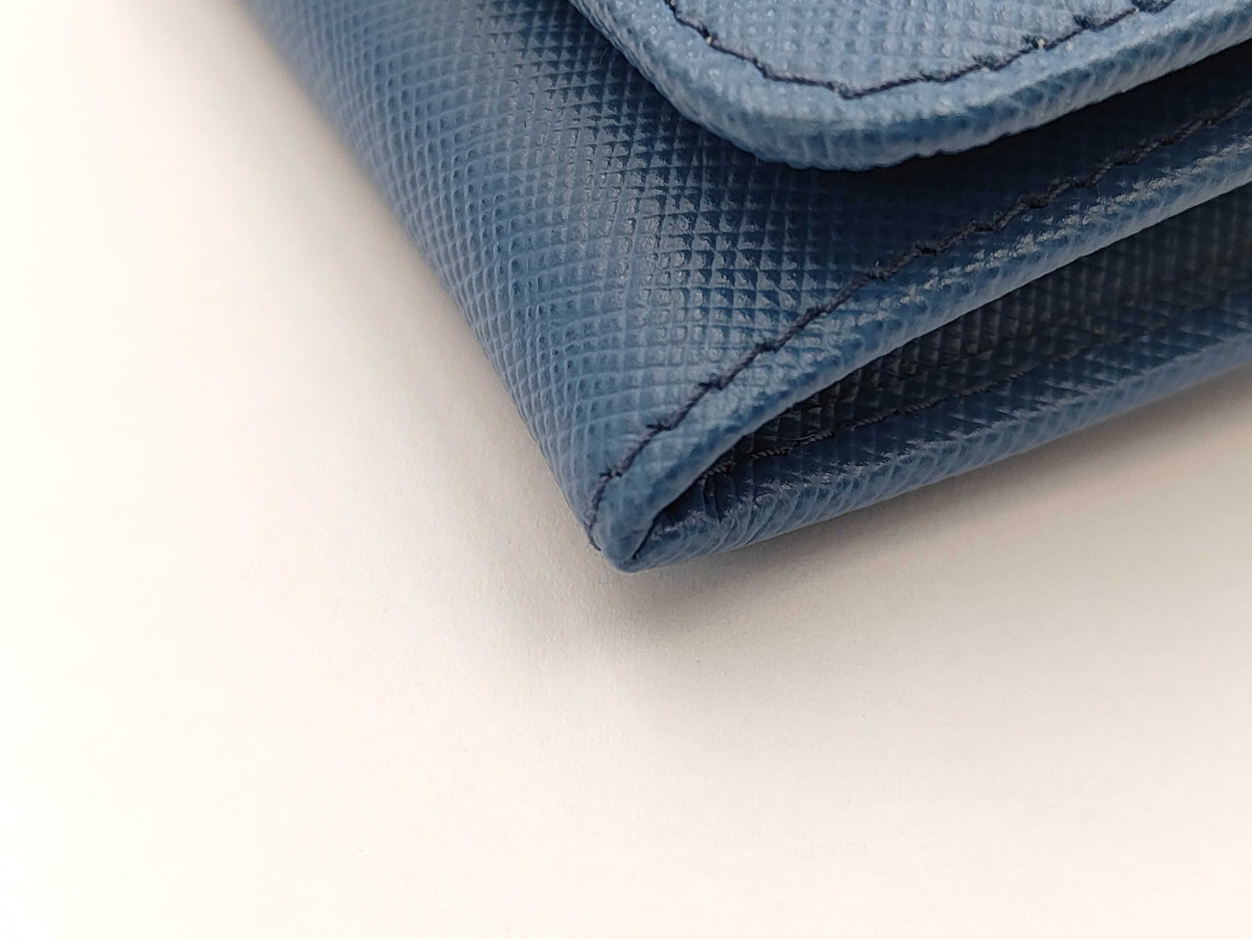 Blue Saffiano Leather Long Wallet 1M1132 — view 3