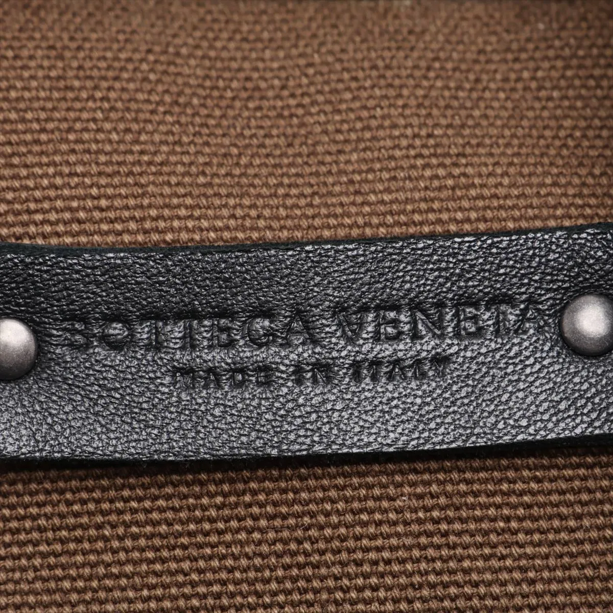 Intrecciato Canvas x Leather Backpack/Rucksack, Khaki x Black — view 9