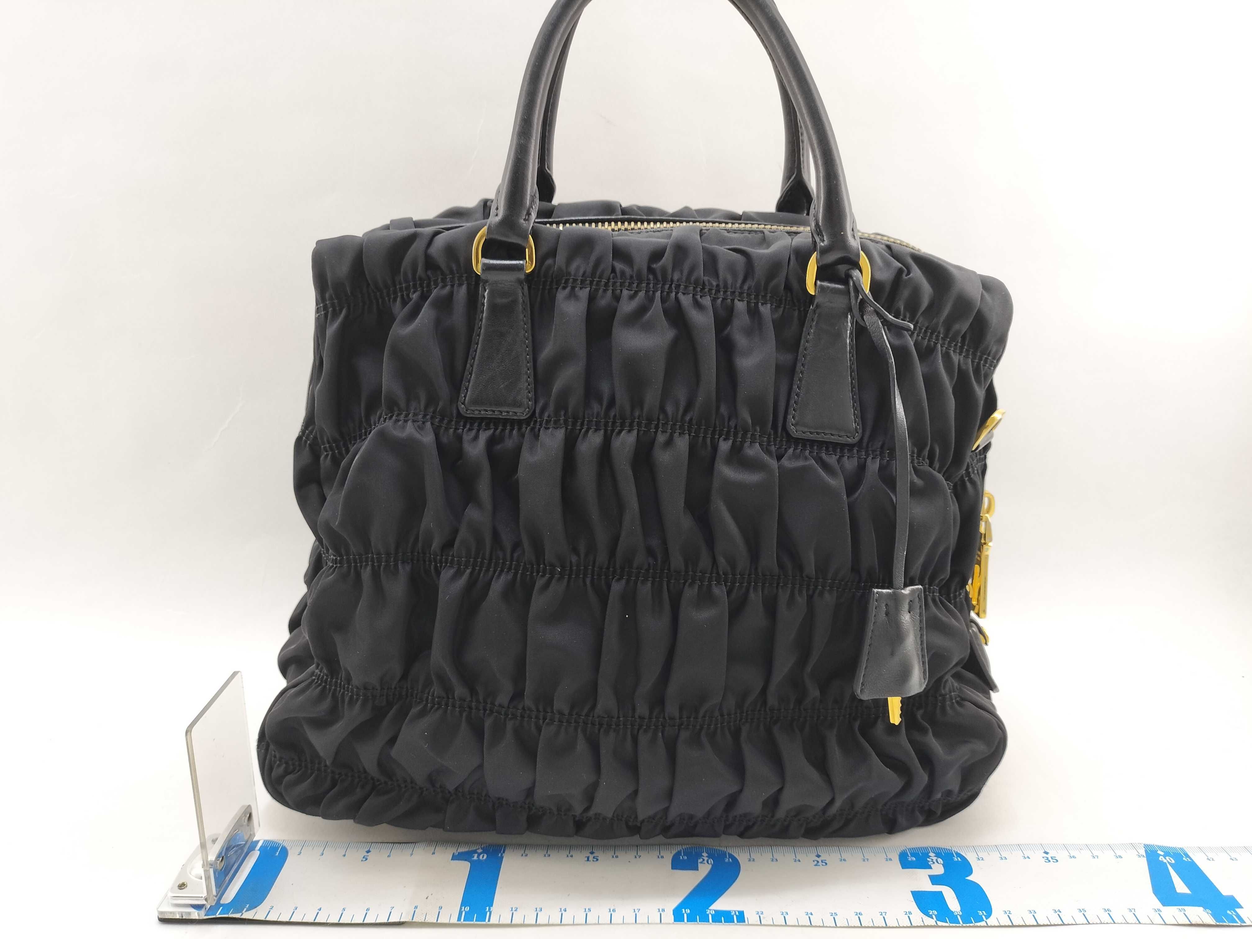 Tessuto Gaufre Shoulder Tote Bag 2-Way Black B1336L Handbag — view 2