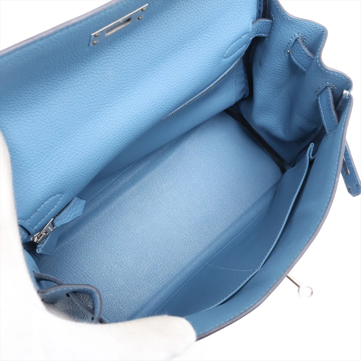 [Individually packaged] Hermes Kelly 28 Retourne Togo Azur Silver Hardware C: 2018 — view 8