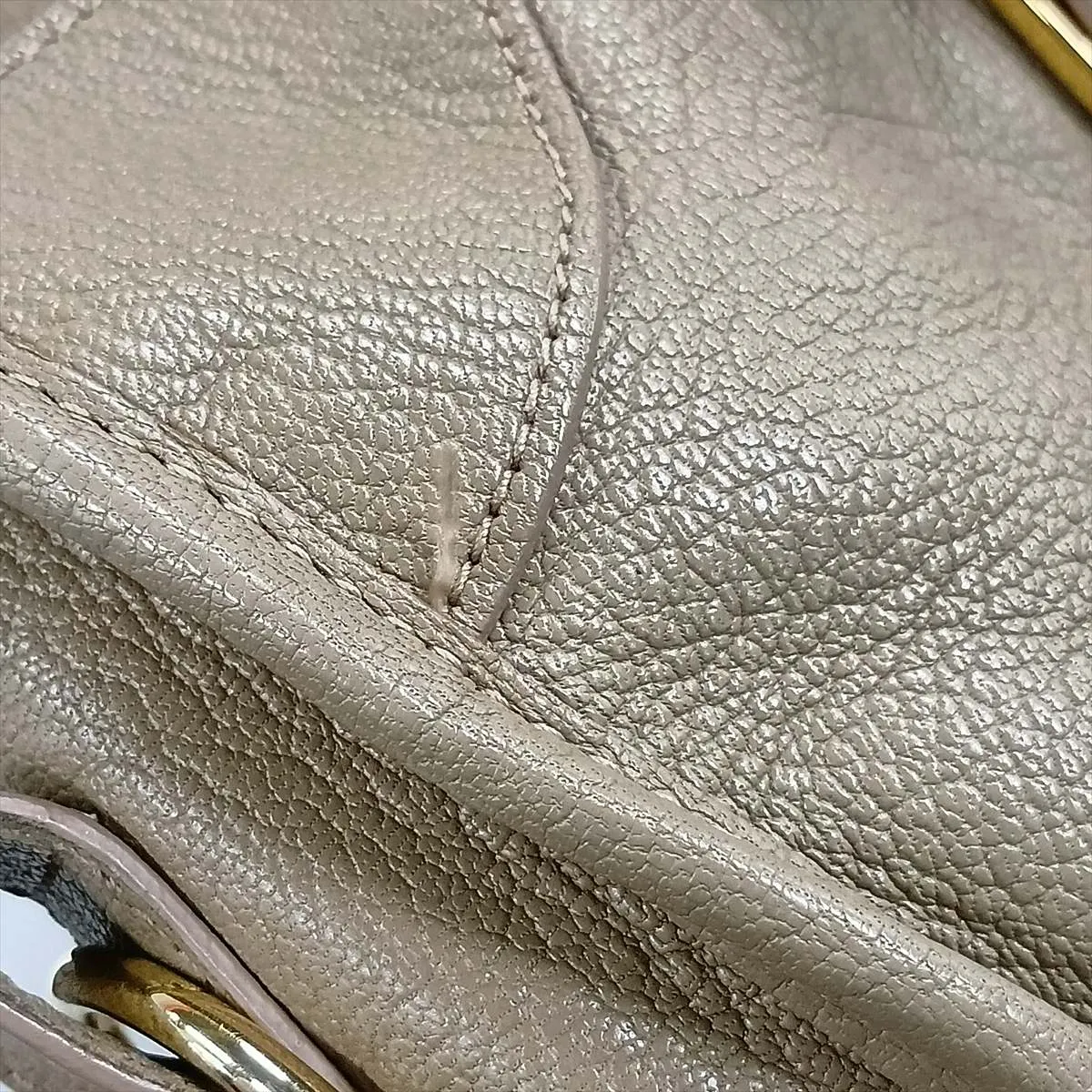 Metallic Edge City Leather 2-Way Handbag, Beige, 390154, with Mirror — view 12