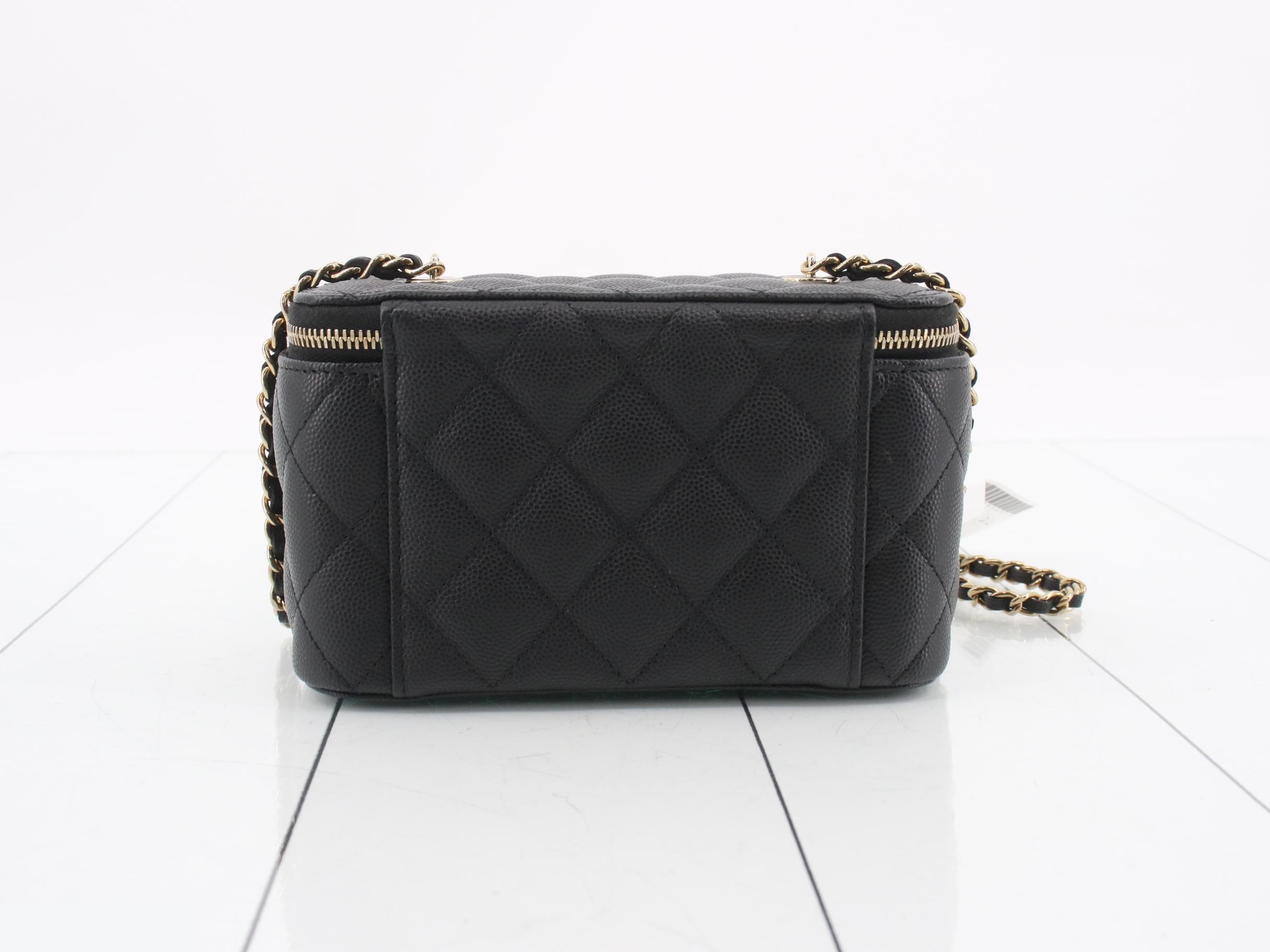 AP1341 Black Caviar Leather Vanity Case with Gold Hardware — view 2