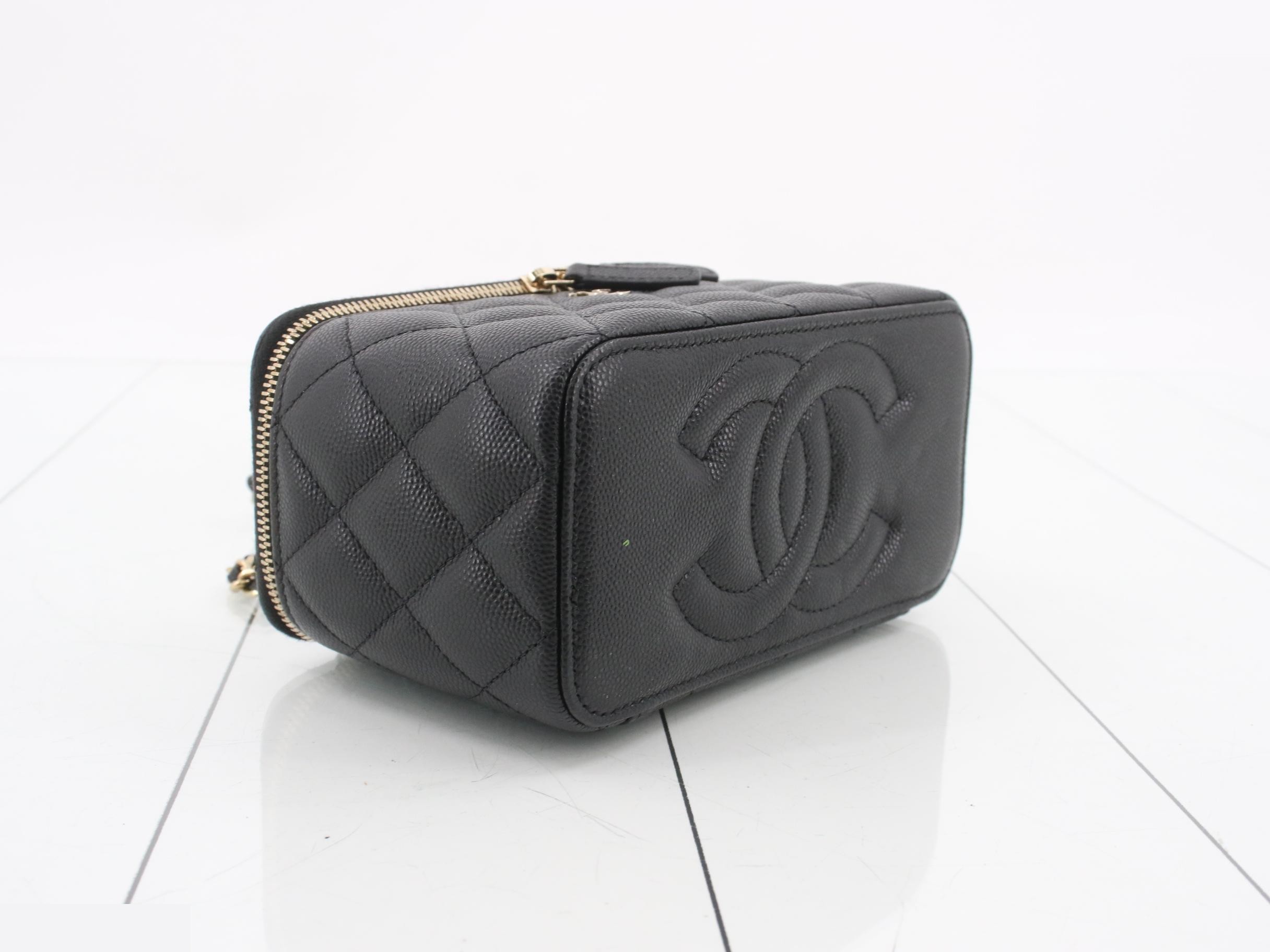 AP1341 Black Caviar Leather Vanity Case with Gold Hardware — view 5