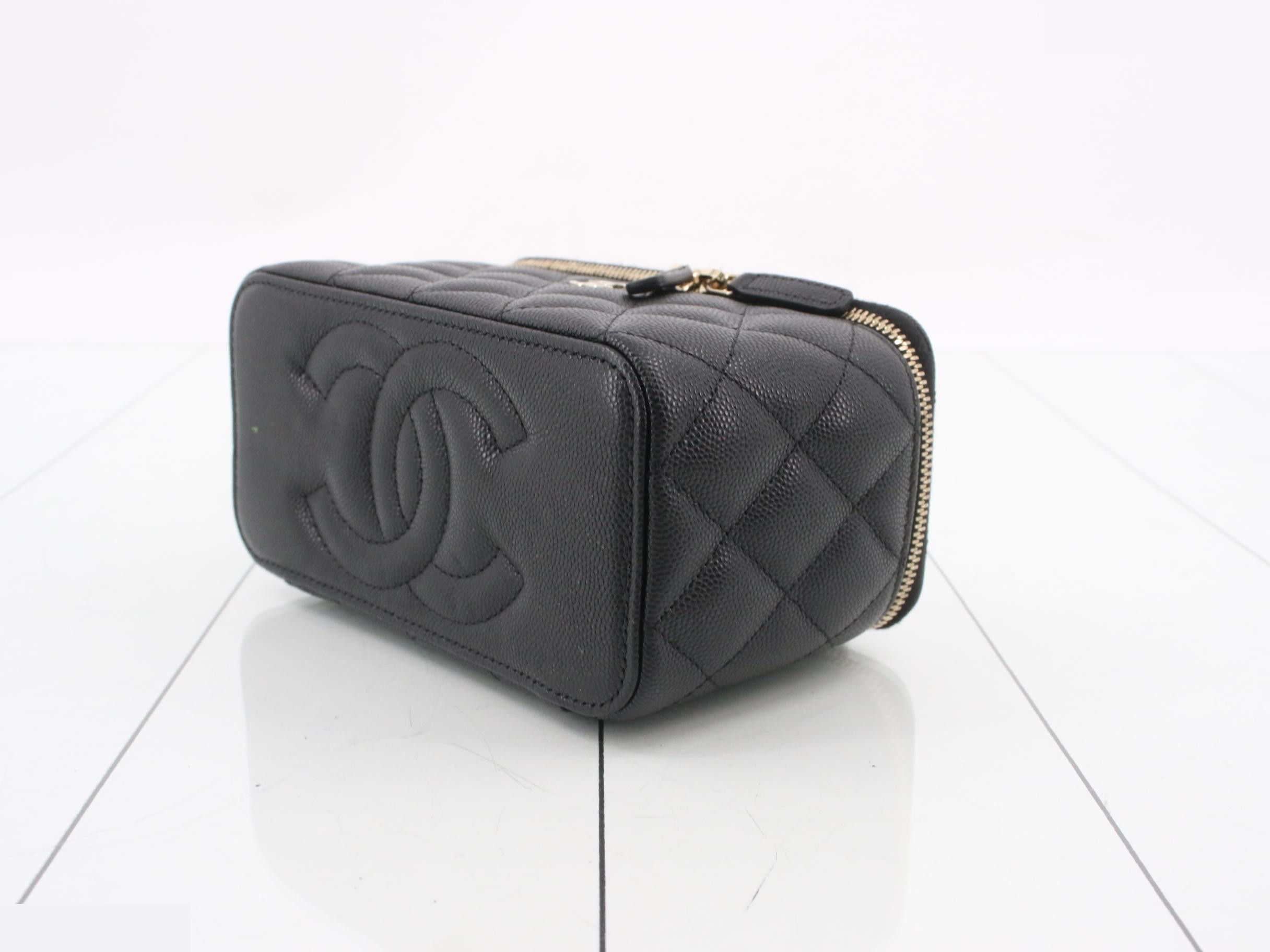 AP1341 Black Caviar Leather Vanity Case with Gold Hardware — view 6