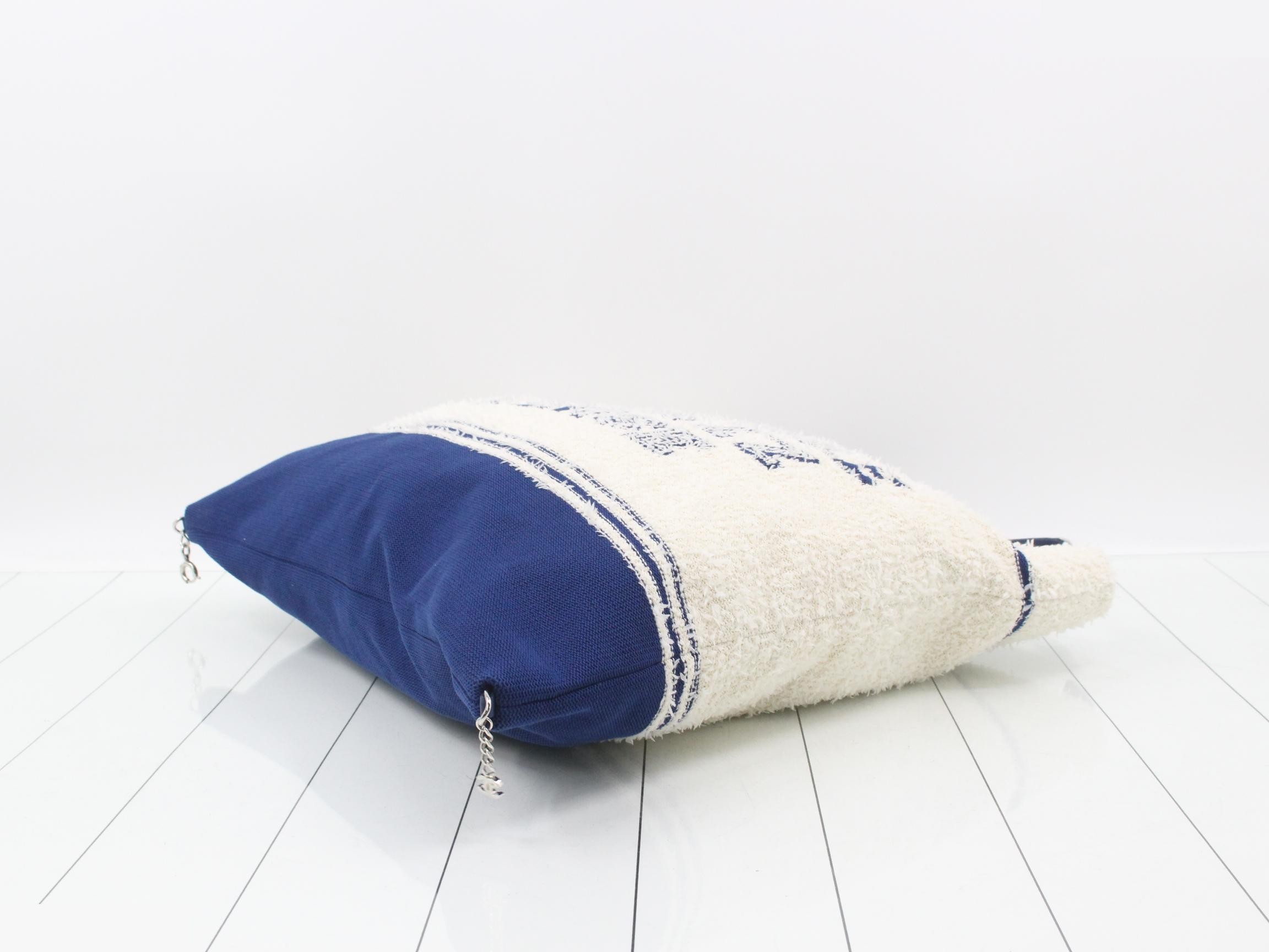 Large Shopping Bag, Terry Cloth, White/Blue — view 6