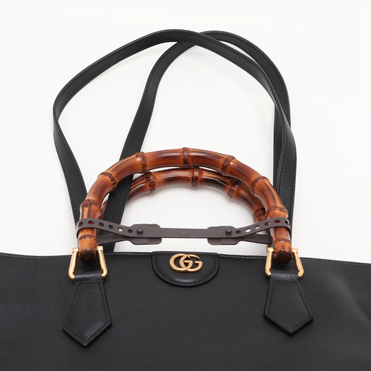 Bamboo Diana Leather 2-Way Tote Bag, Black, 746270 — view 6