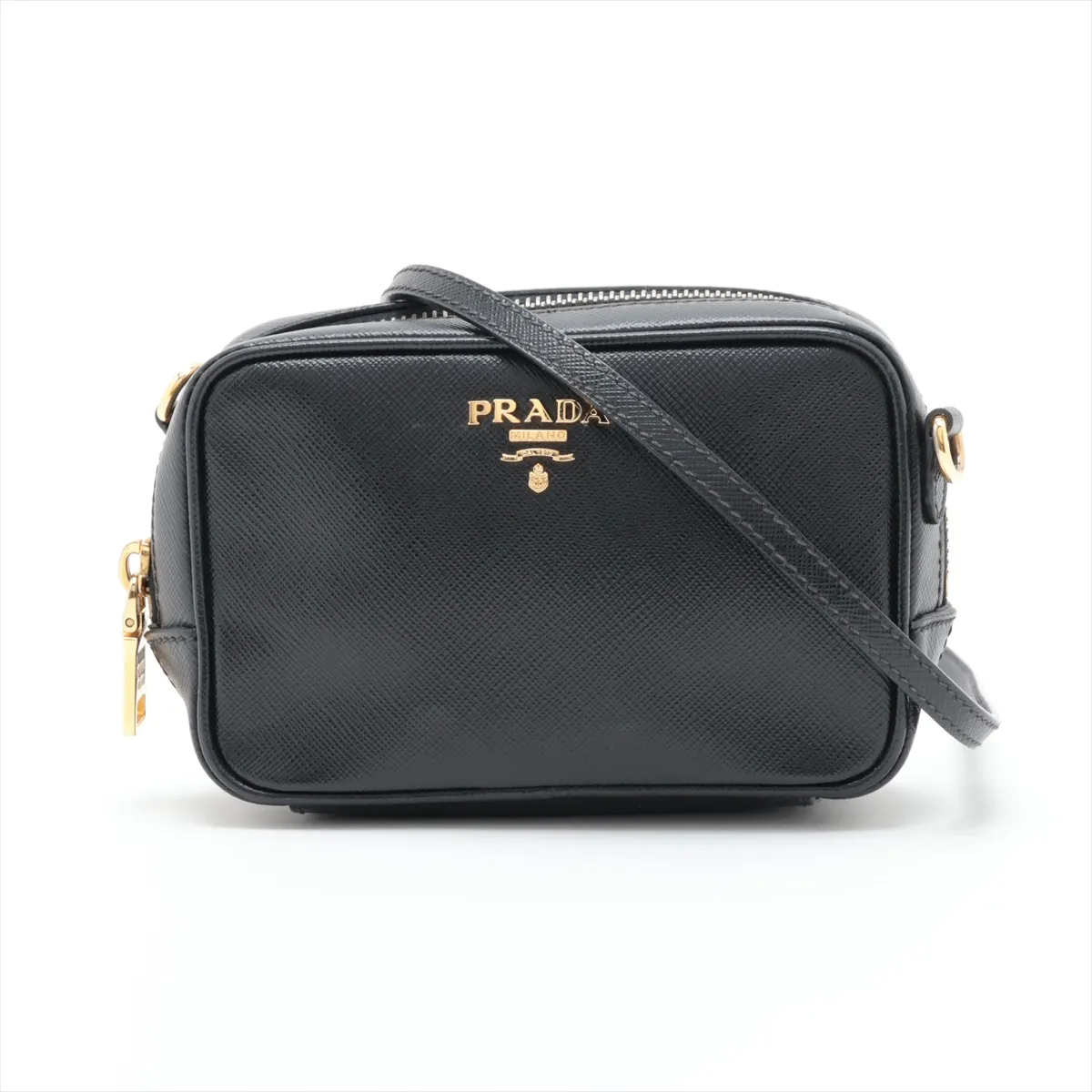 Saffiano Leather Shoulder Bag, Black
