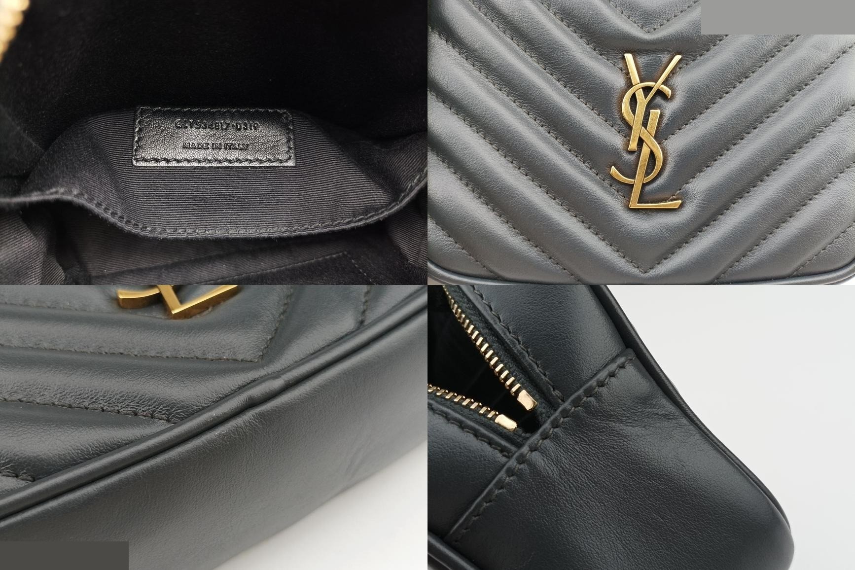 Lou Chevron Tassel Charm Camera Leather Black — view 8