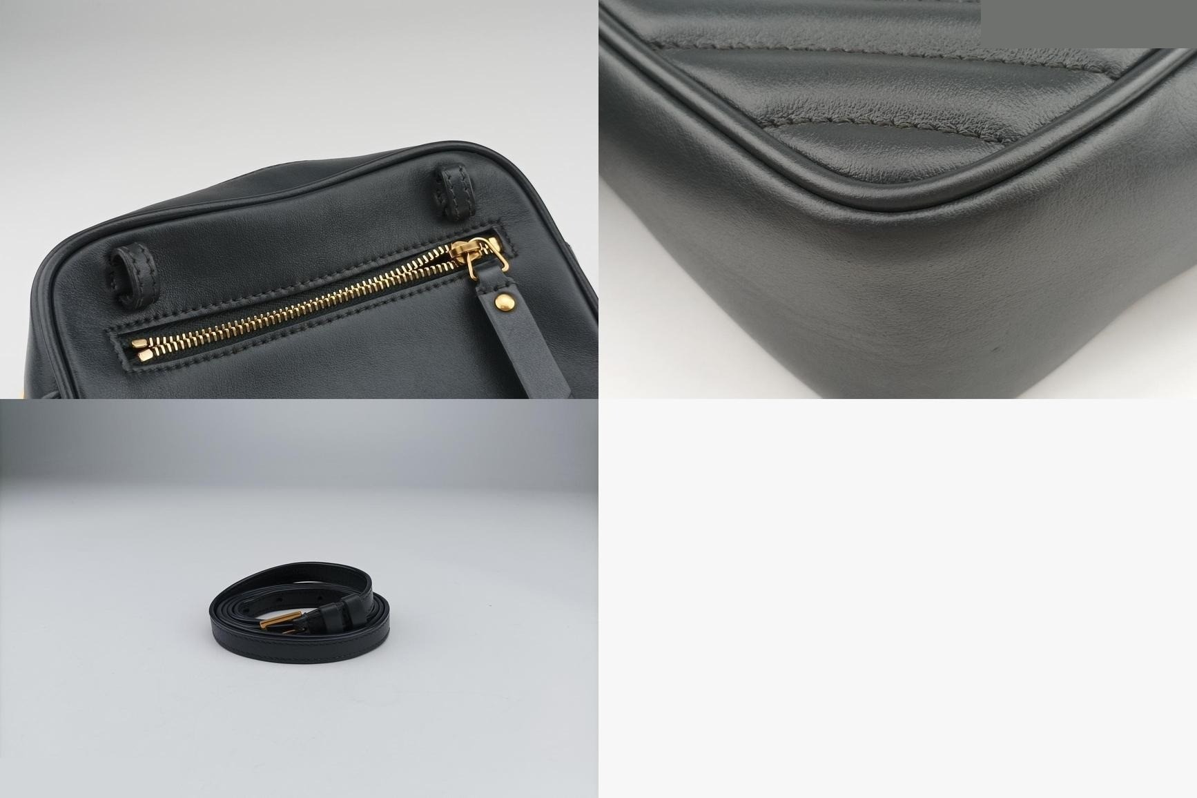 Lou Chevron Tassel Charm Camera Leather Black — view 10