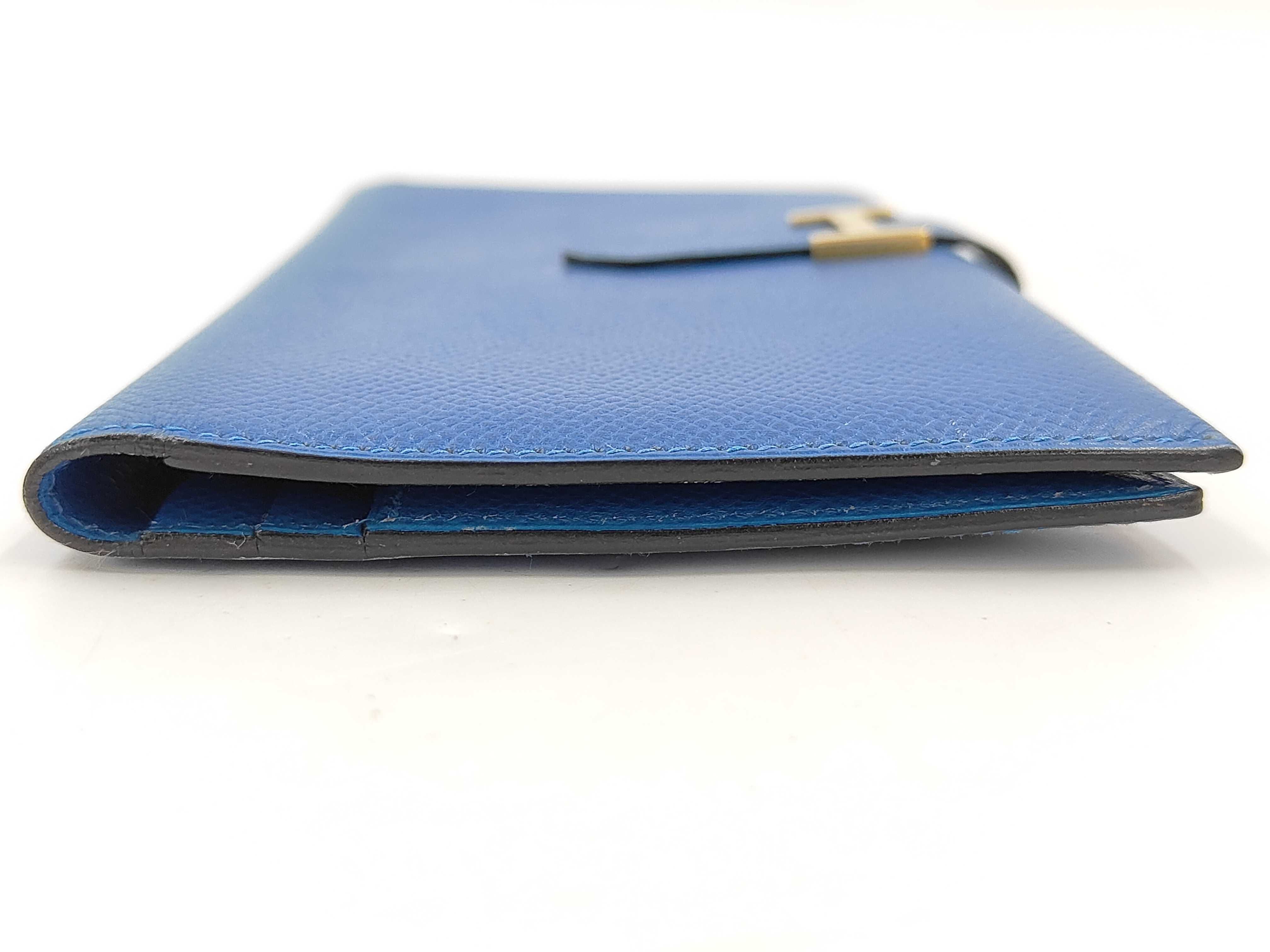 Bearn Courchevel Leather Wallet, Gold Hardware, Blue, A — view 12