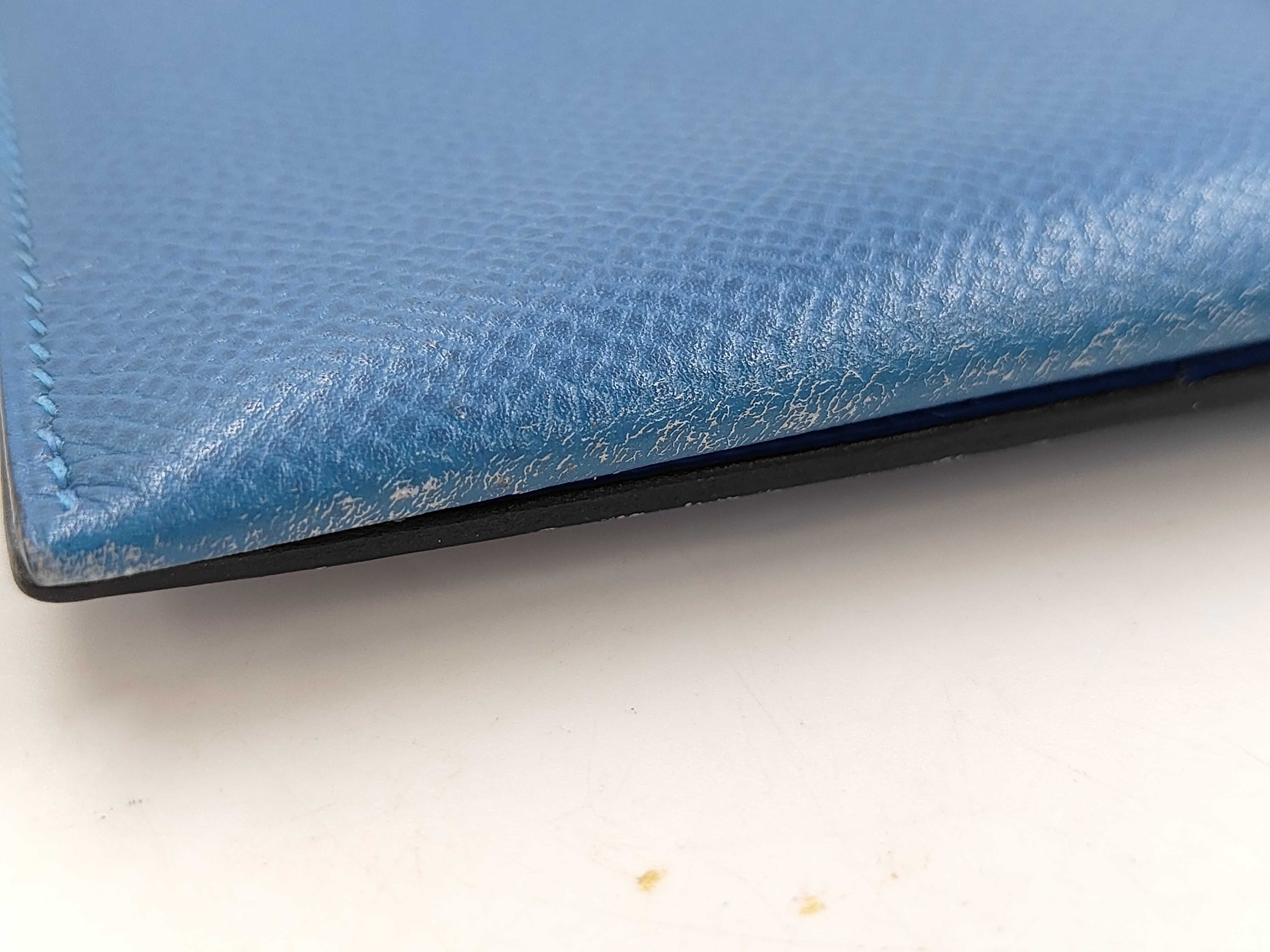 Bearn Courchevel Leather Wallet, Gold Hardware, Blue, A — view 7