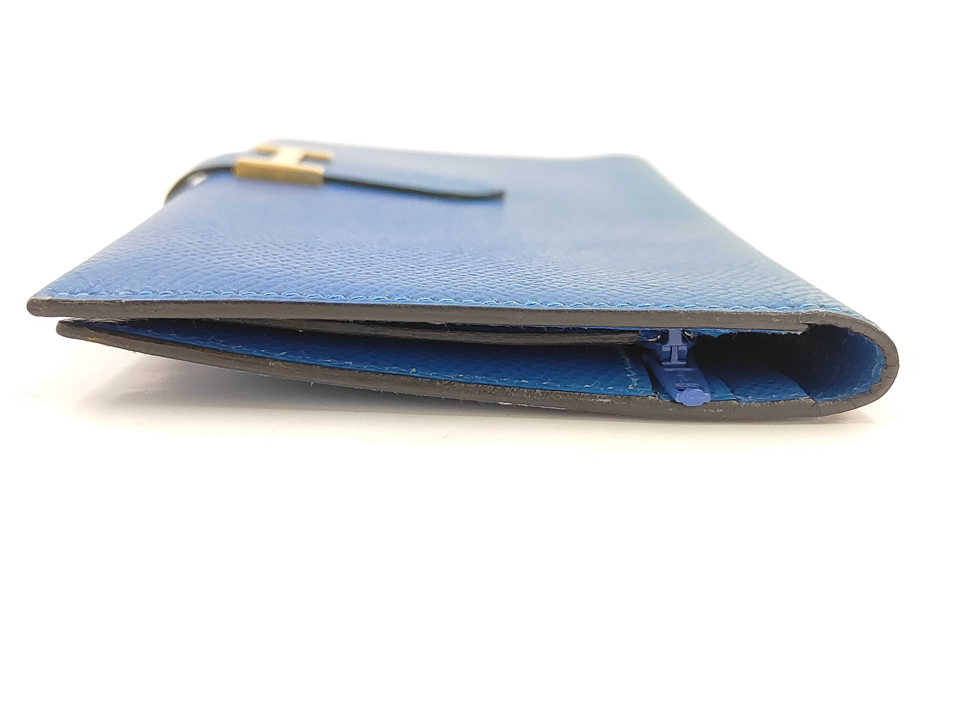 Bearn Courchevel Leather Wallet, Gold Hardware, Blue, A — view 10