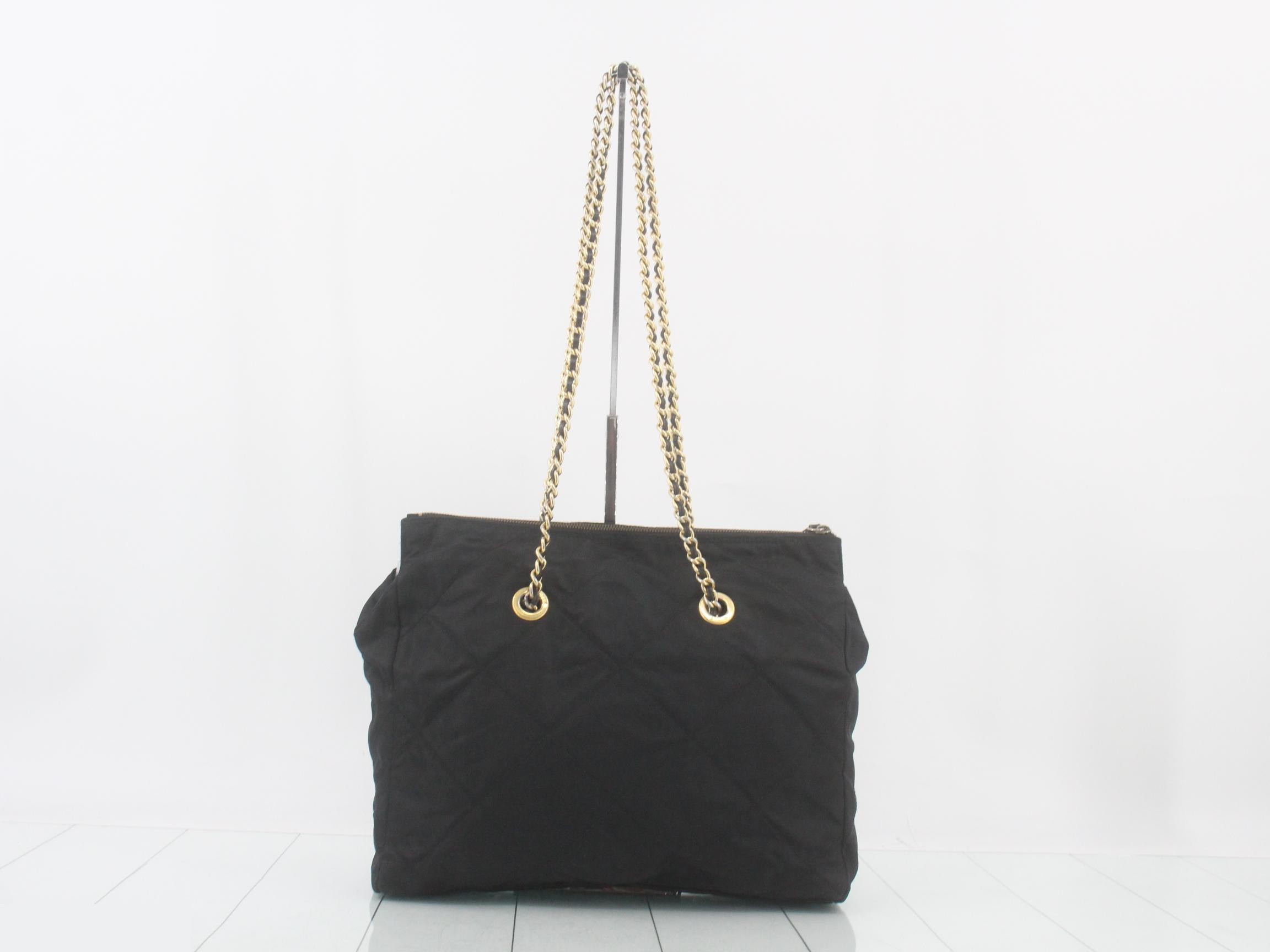 Nylon Triangle Plate Chain Tote Bag — view 2
