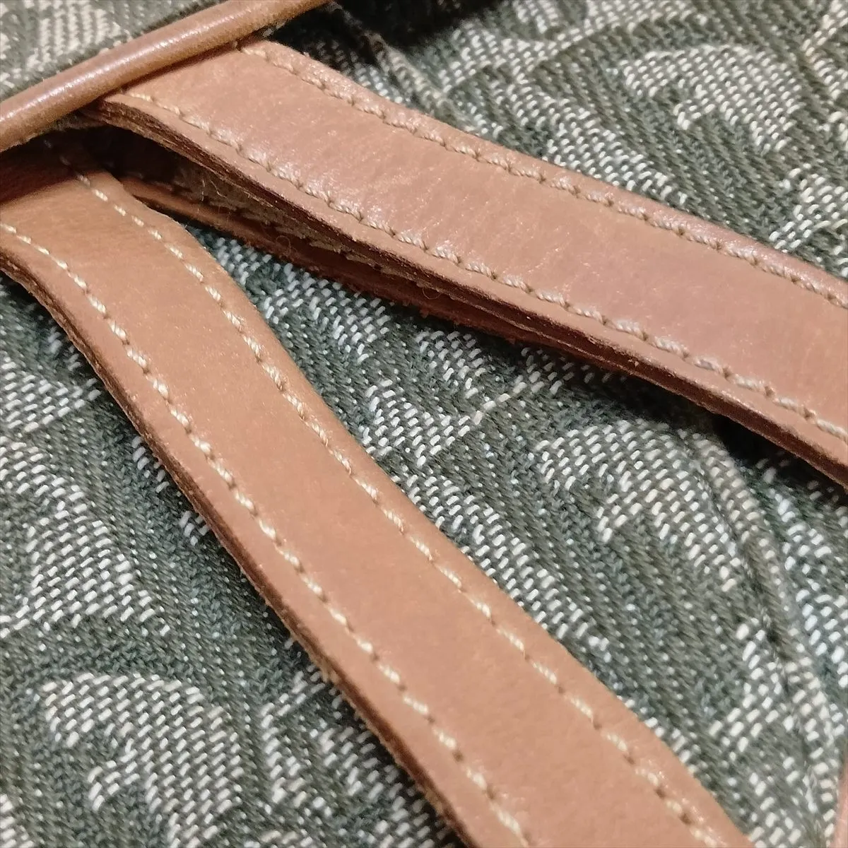 Trotter Saddle Canvas x Leather Shoulder Bag, Green x Brown — view 13