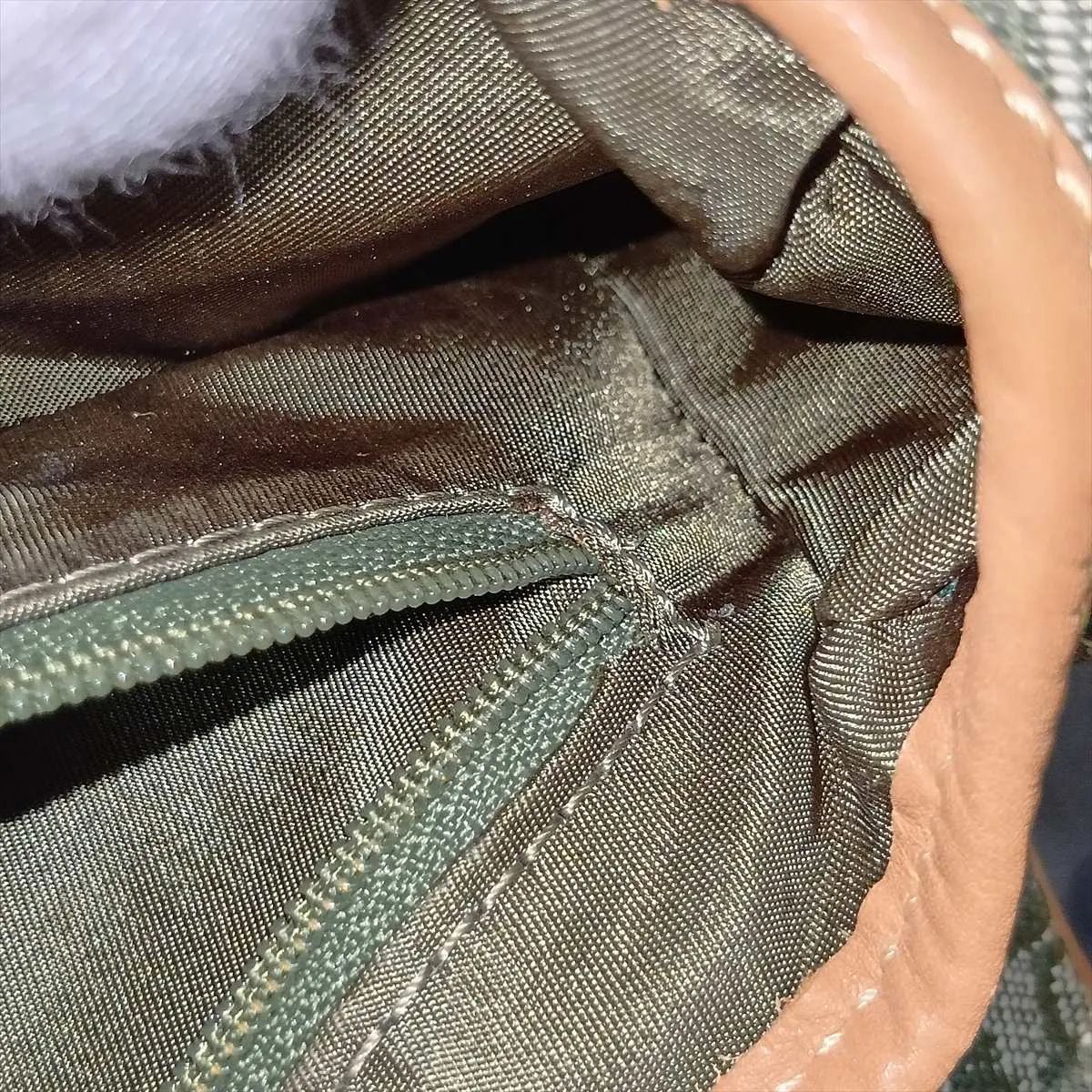 Trotter Saddle Canvas x Leather Shoulder Bag, Green x Brown — view 15