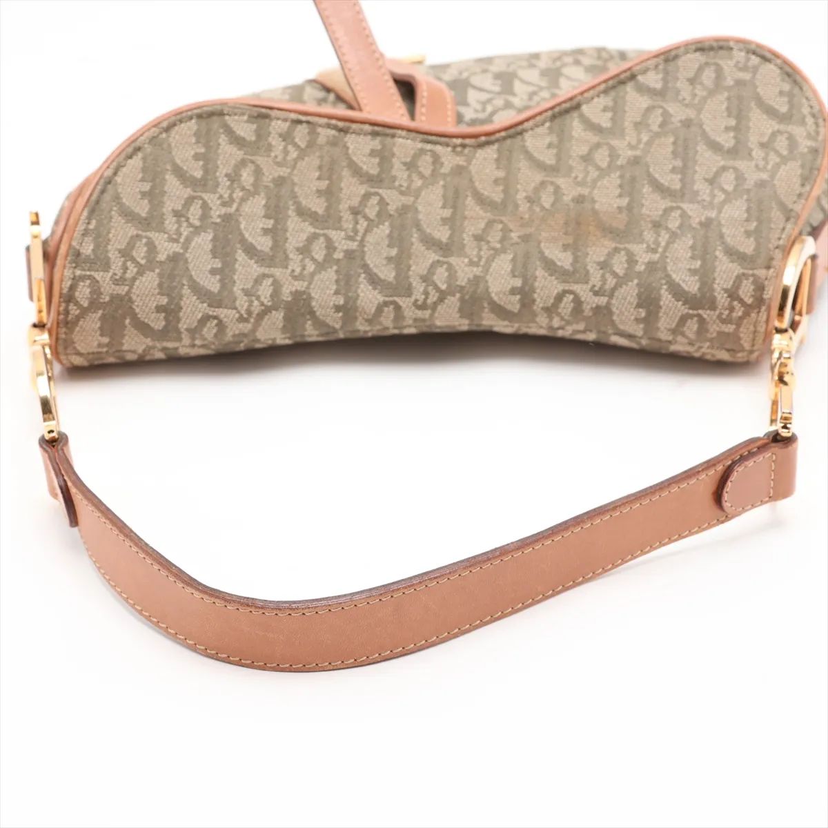 Trotter Saddle Canvas x Leather Shoulder Bag, Green x Brown — view 5