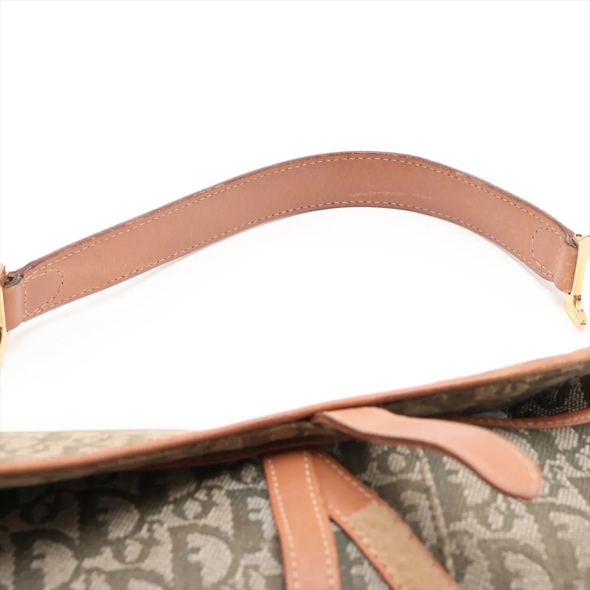 Trotter Saddle Canvas x Leather Shoulder Bag, Green x Brown — view 6