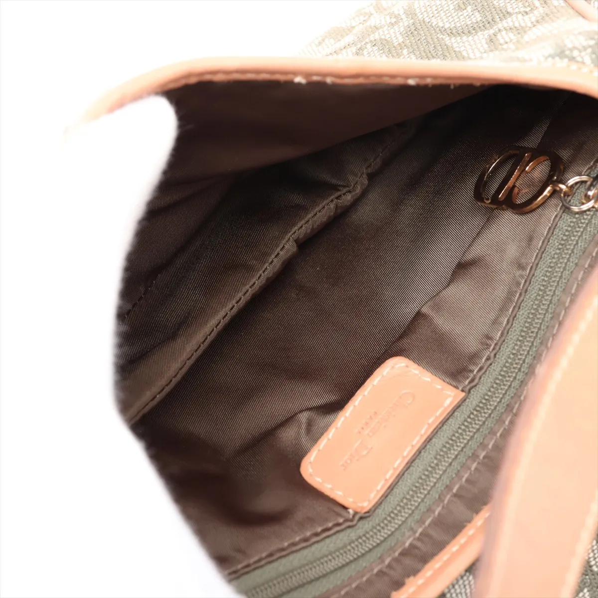 Trotter Saddle Canvas x Leather Shoulder Bag, Green x Brown — view 7