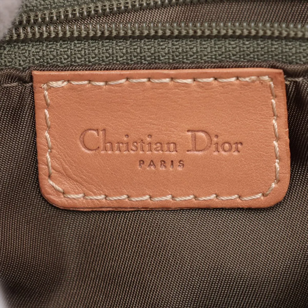 Trotter Saddle Canvas x Leather Shoulder Bag, Green x Brown — view 10