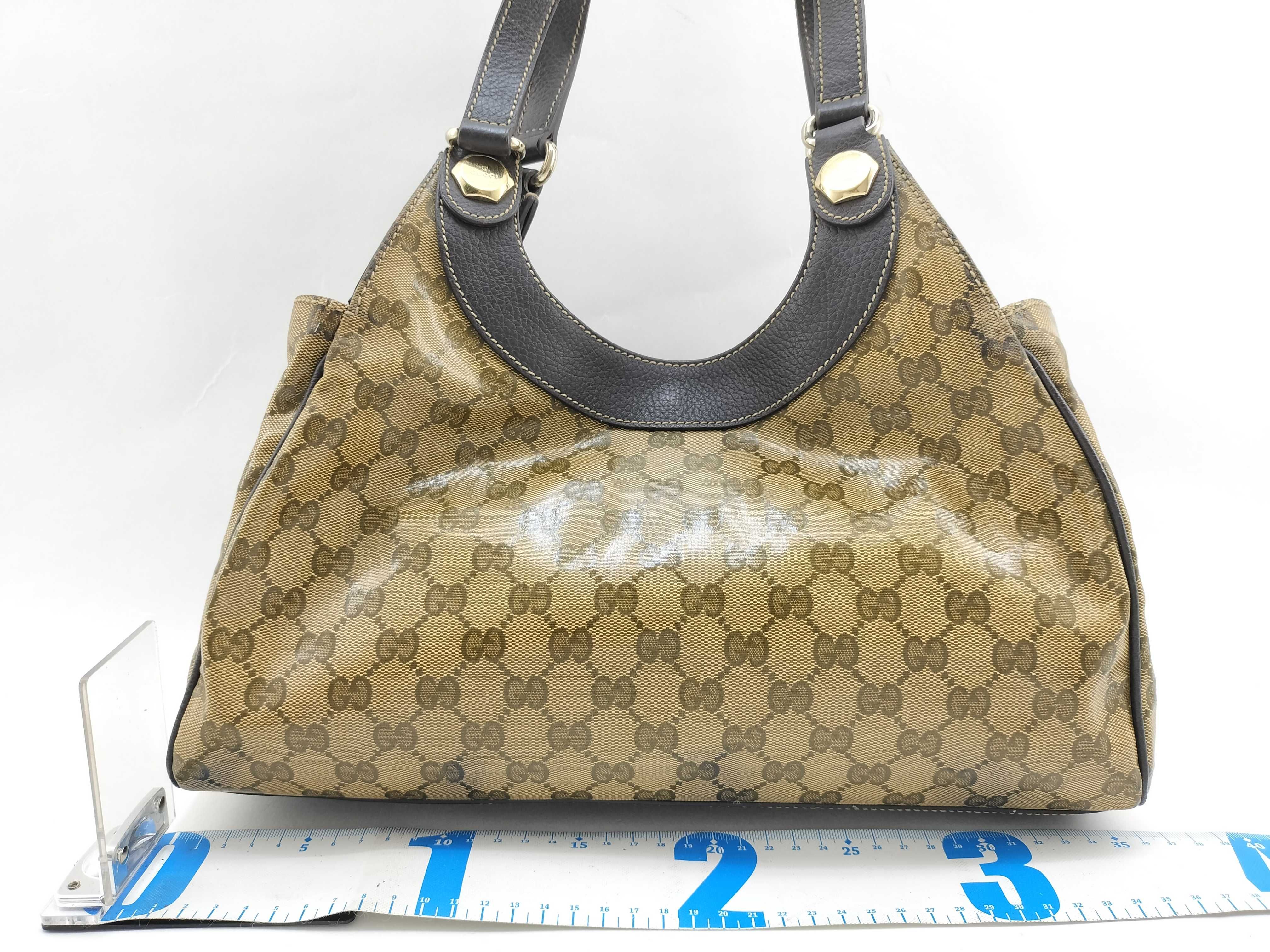 GG Crystal Brown Crystal Leather GG Monogram Underarm Bag Handbag — view 2