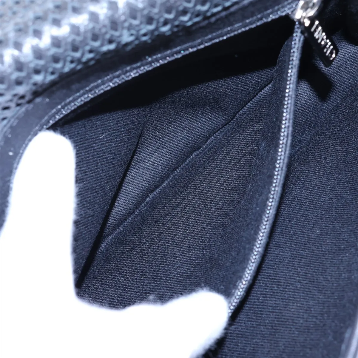 French Riviera Perforated Leather Single Flap Single Chain Bag, Black with Silver Hardware, Item No. 17499364 (Serial No. 17) — view 8