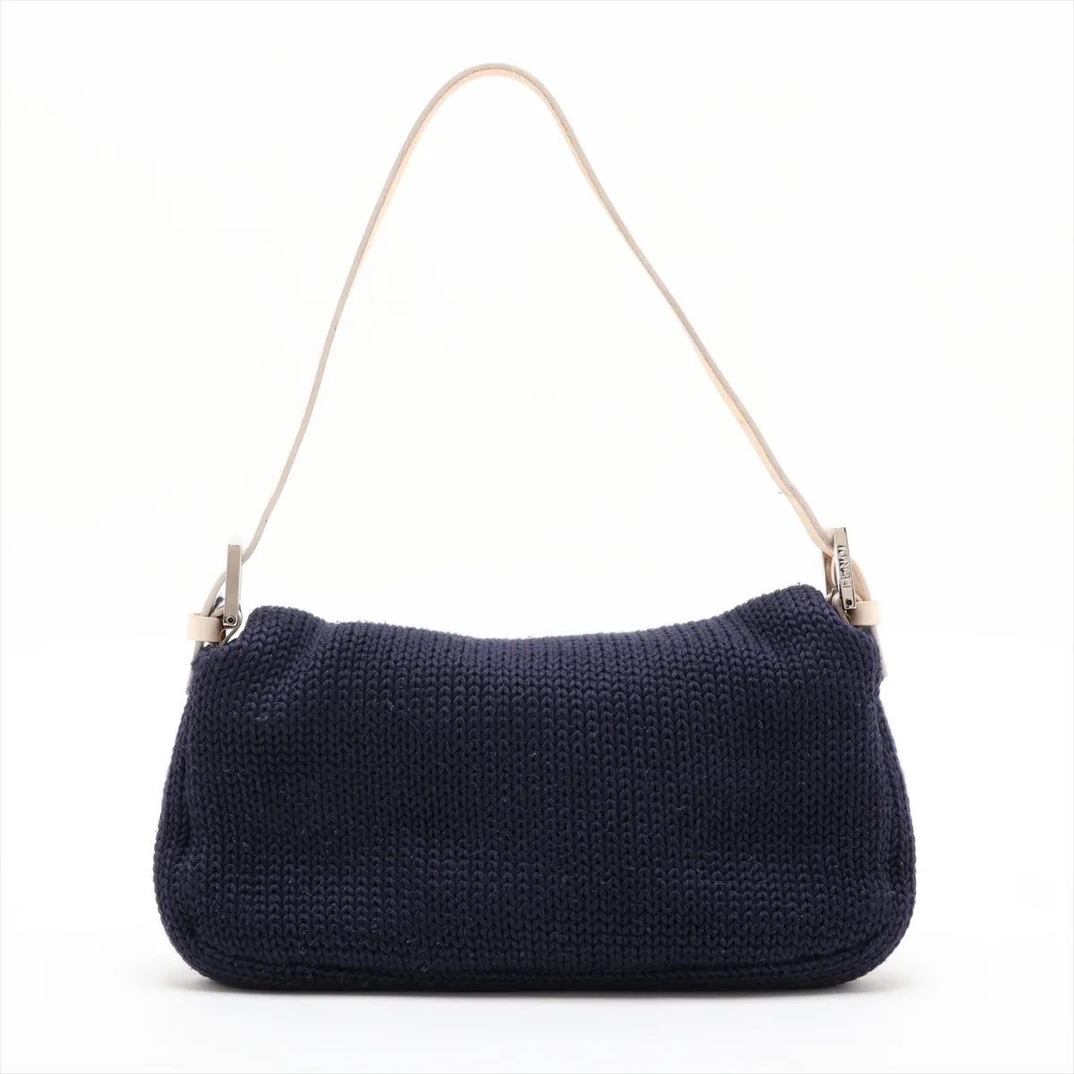Mamma Bucket Knit x Leather Shoulder Bag Navy x Beige 26424 — view 2