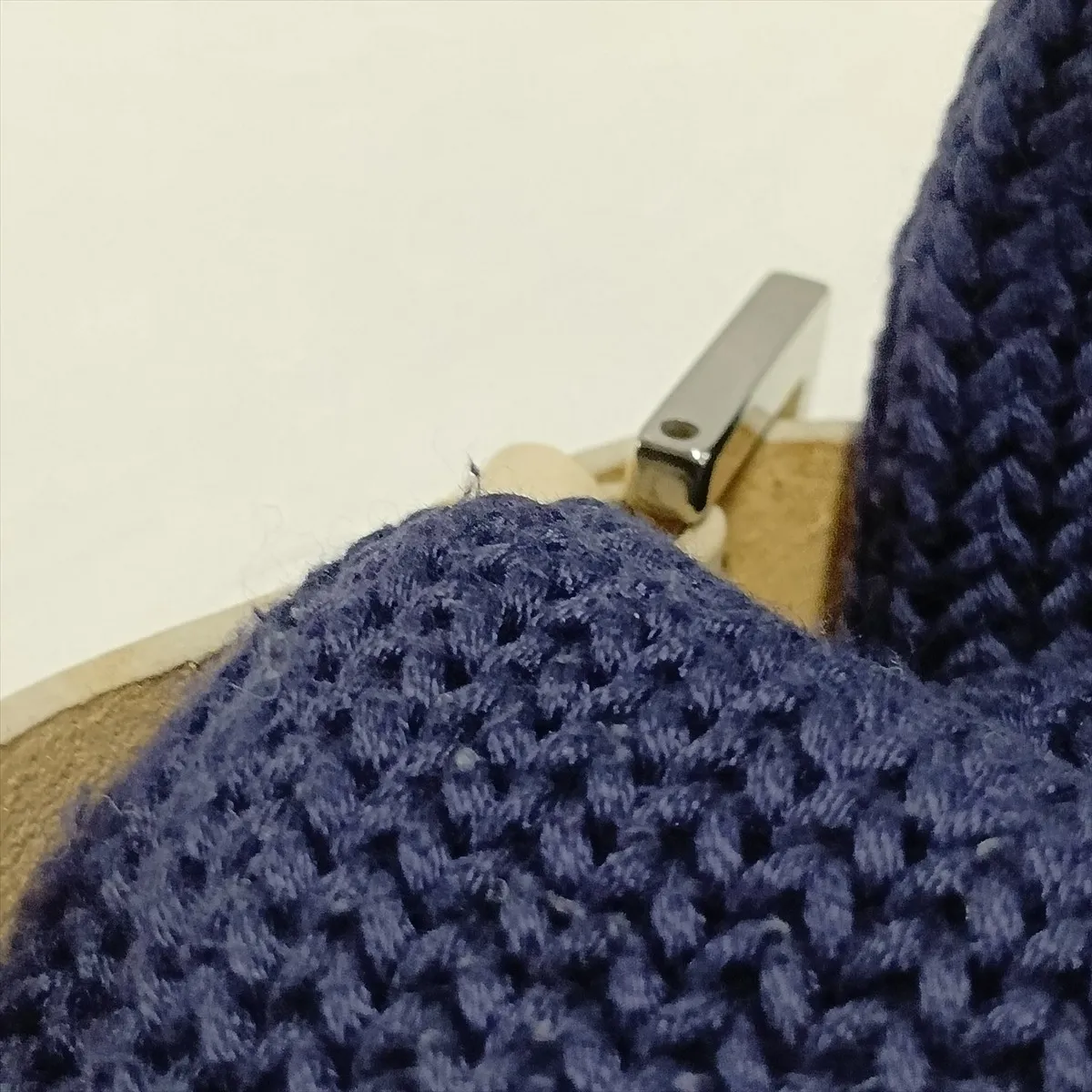 Mamma Bucket Knit x Leather Shoulder Bag Navy x Beige 26424 — view 12