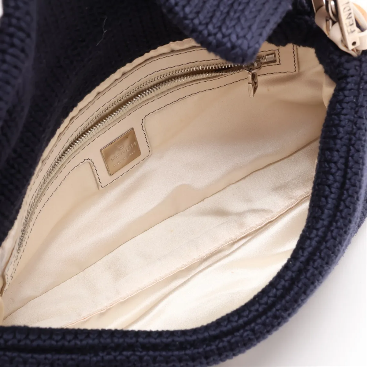 Mamma Bucket Knit x Leather Shoulder Bag Navy x Beige 26424 — view 7