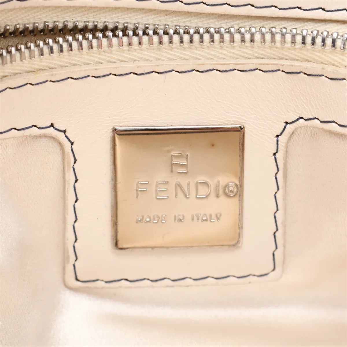 Mamma Bucket Knit x Leather Shoulder Bag Navy x Beige 26424 — view 9