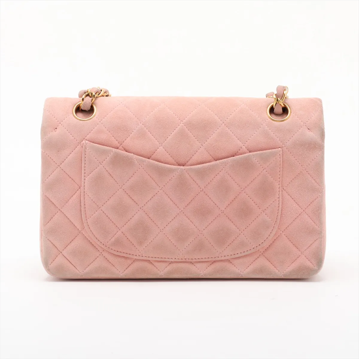 Matelassé 23 Small Suede Double Flap Double Chain Bag, Pink with Gold Hardware, 3300160, Series 3, A01113 — view 2