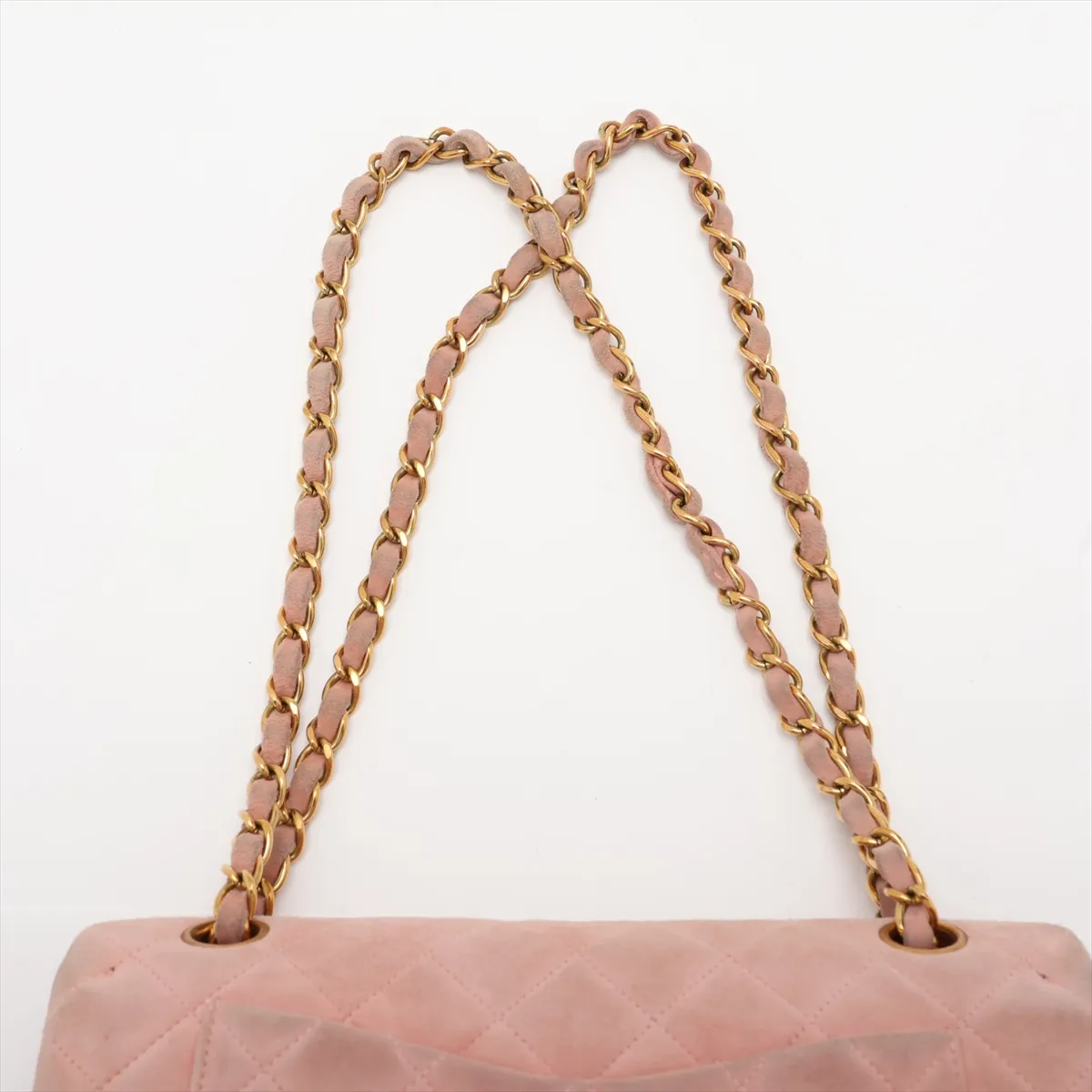 Matelassé 23 Small Suede Double Flap Double Chain Bag, Pink with Gold Hardware, 3300160, Series 3, A01113 — view 6