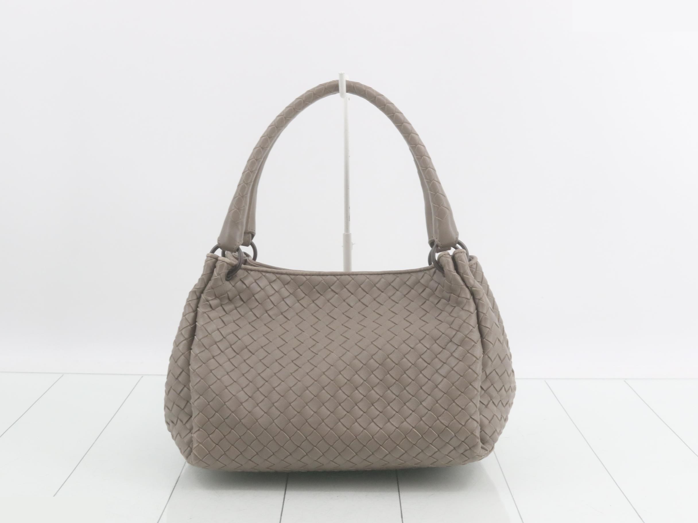 Intrecciato Parachute Bag, Leather, Gray — view 2