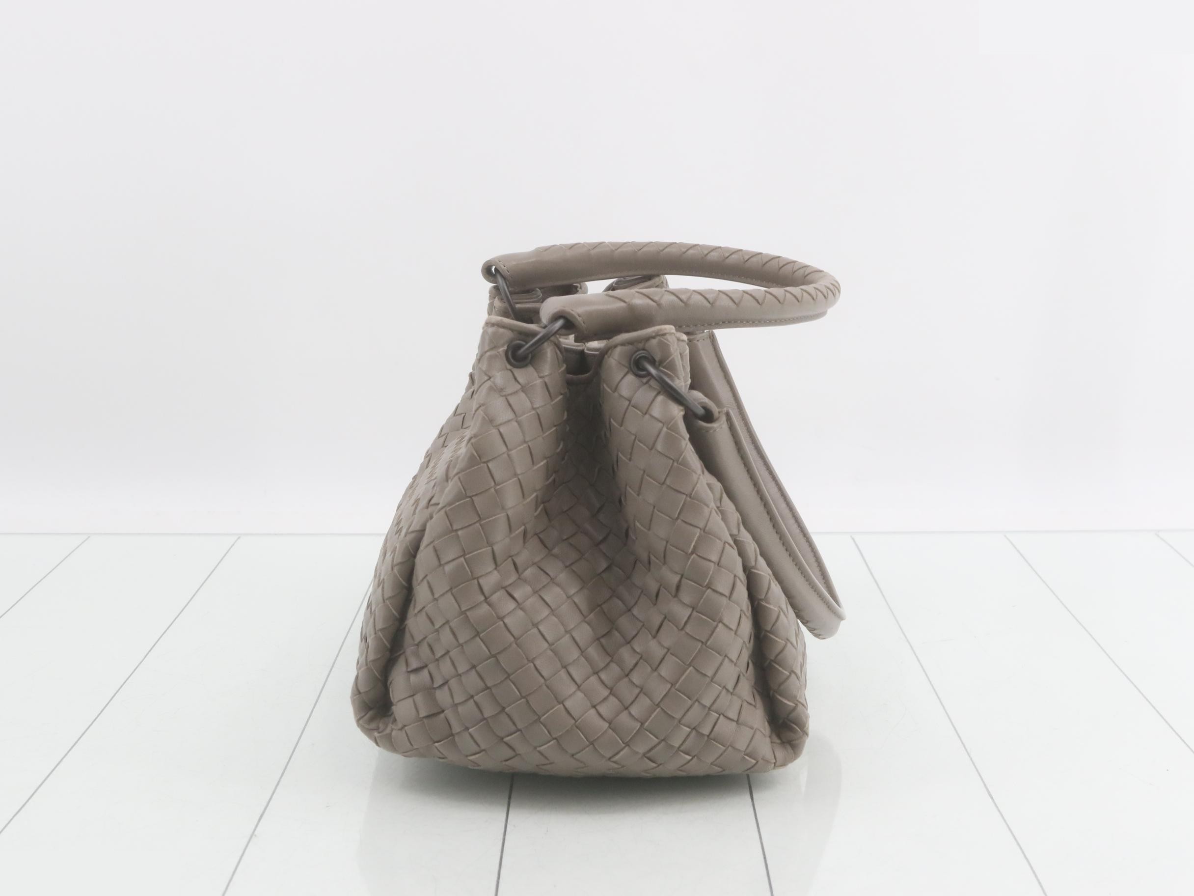 Intrecciato Parachute Bag, Leather, Gray — view 3