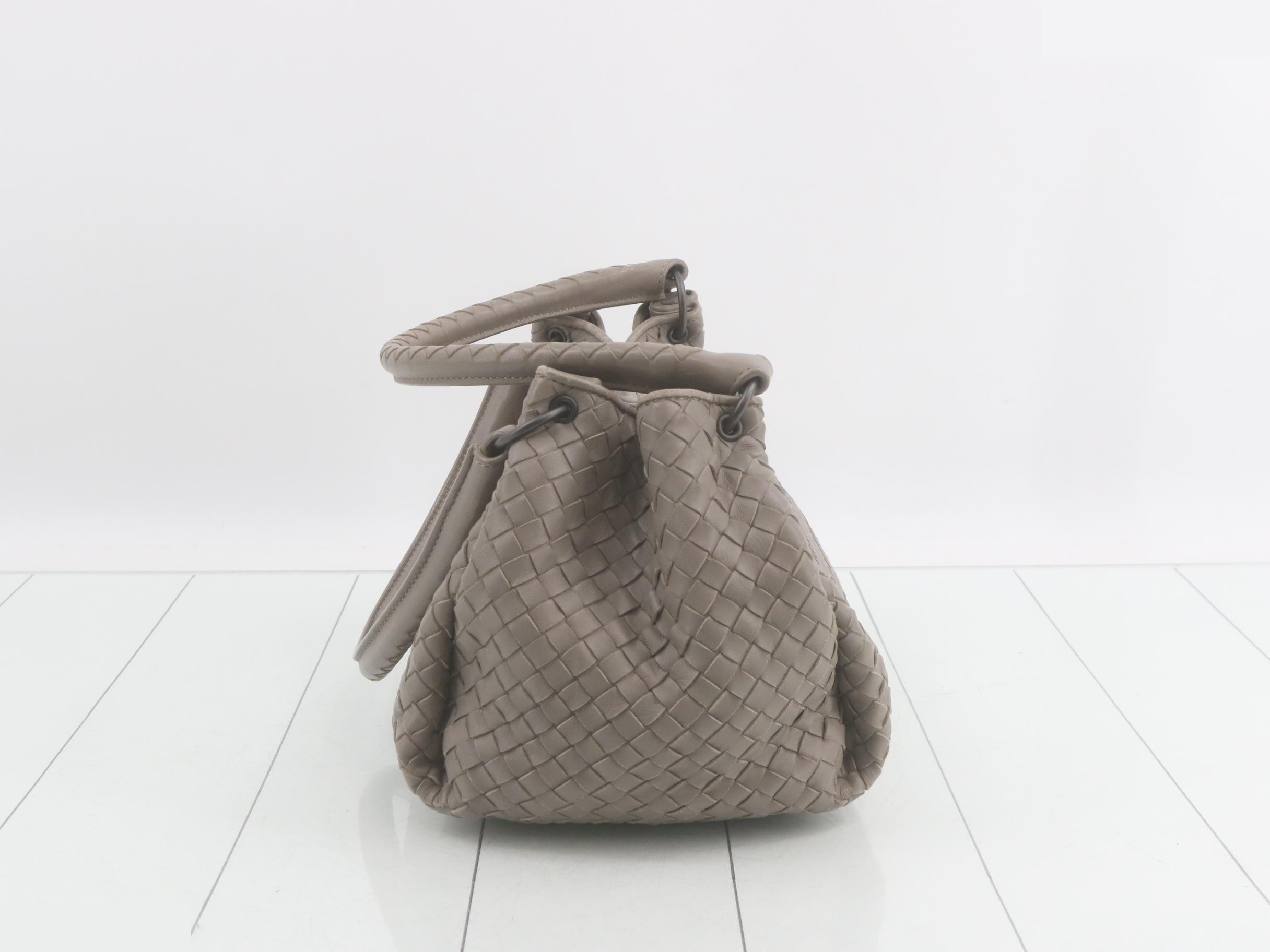 Intrecciato Parachute Bag, Leather, Gray — view 4