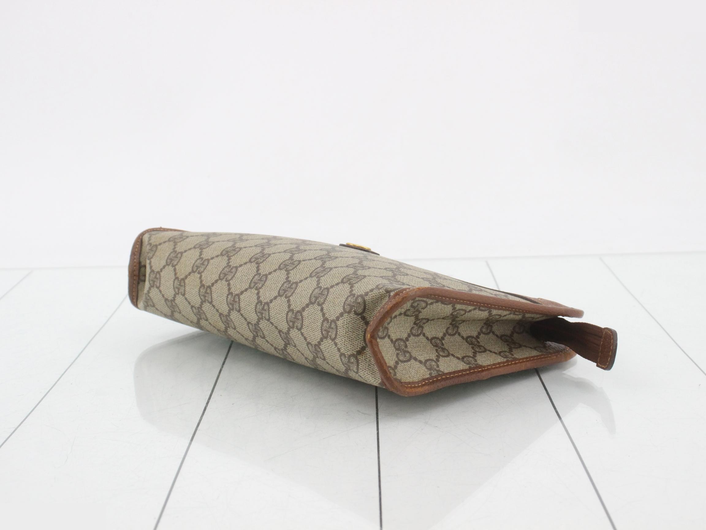GG Supreme Clutch Bag, PVC, Old Gucci, Brown — view 6