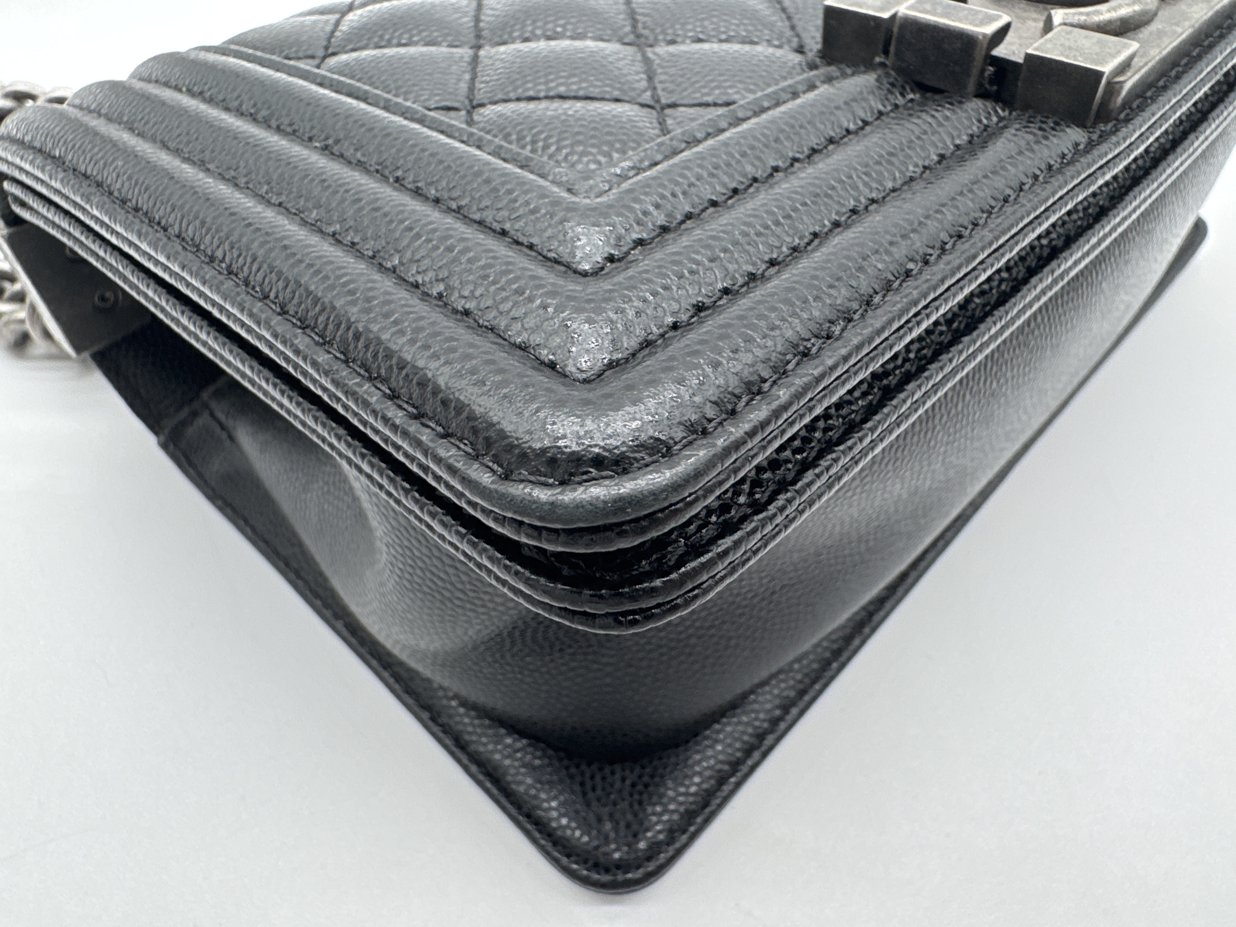 Caviar Skin Black Shoulder Bag — view 8