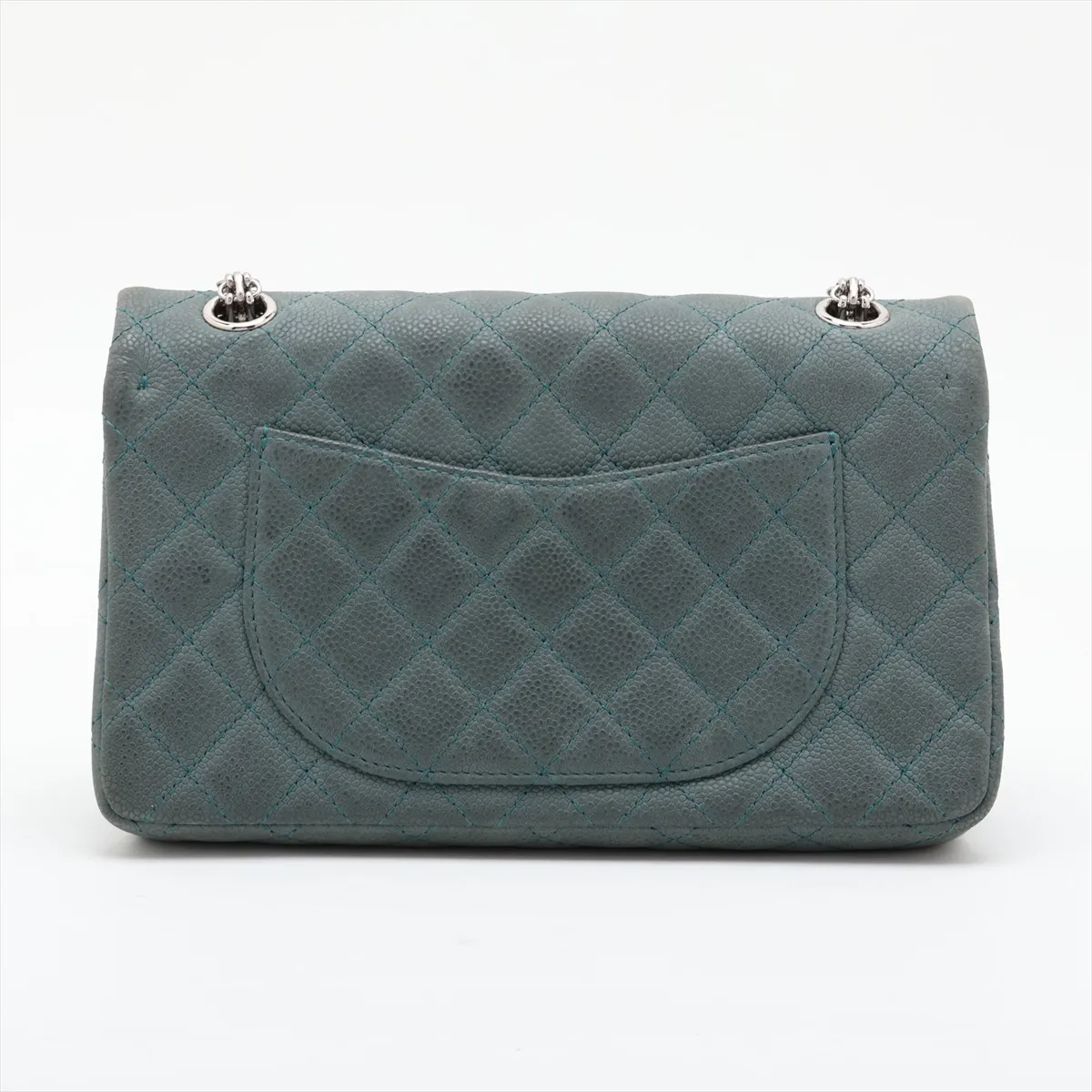 Matelassé 2.55 Caviar Skin Double Flap Double Chain Bag, Green, Gold Hardware, 17624840, Serial Number , A37586 — view 2