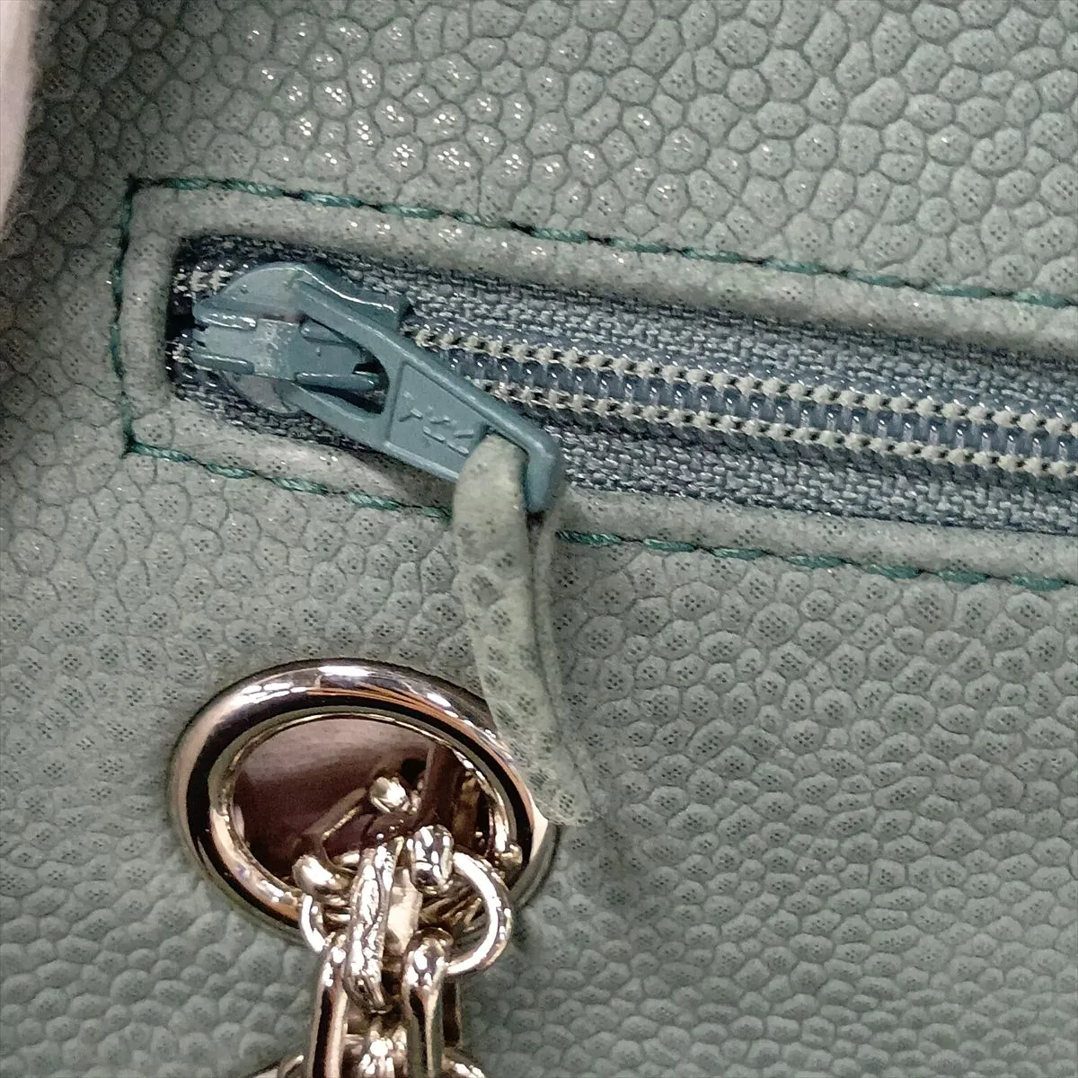 Matelassé 2.55 Caviar Skin Double Flap Double Chain Bag, Green, Gold Hardware, 17624840, Serial Number , A37586 — view 15