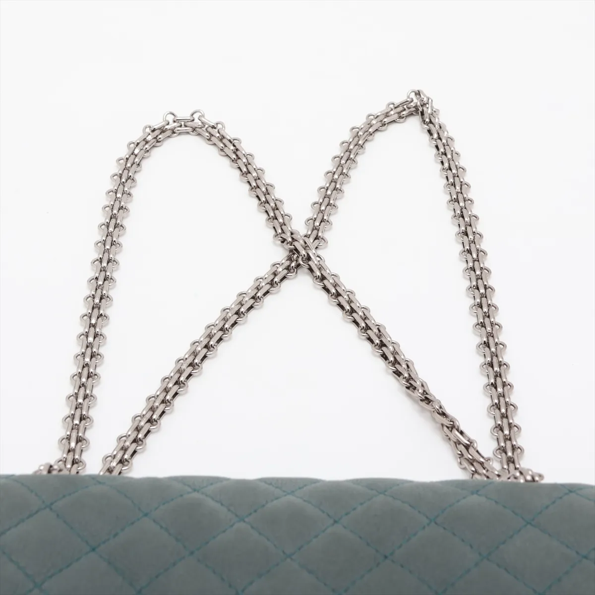 Matelassé 2.55 Caviar Skin Double Flap Double Chain Bag, Green, Gold Hardware, 17624840, Serial Number , A37586 — view 6