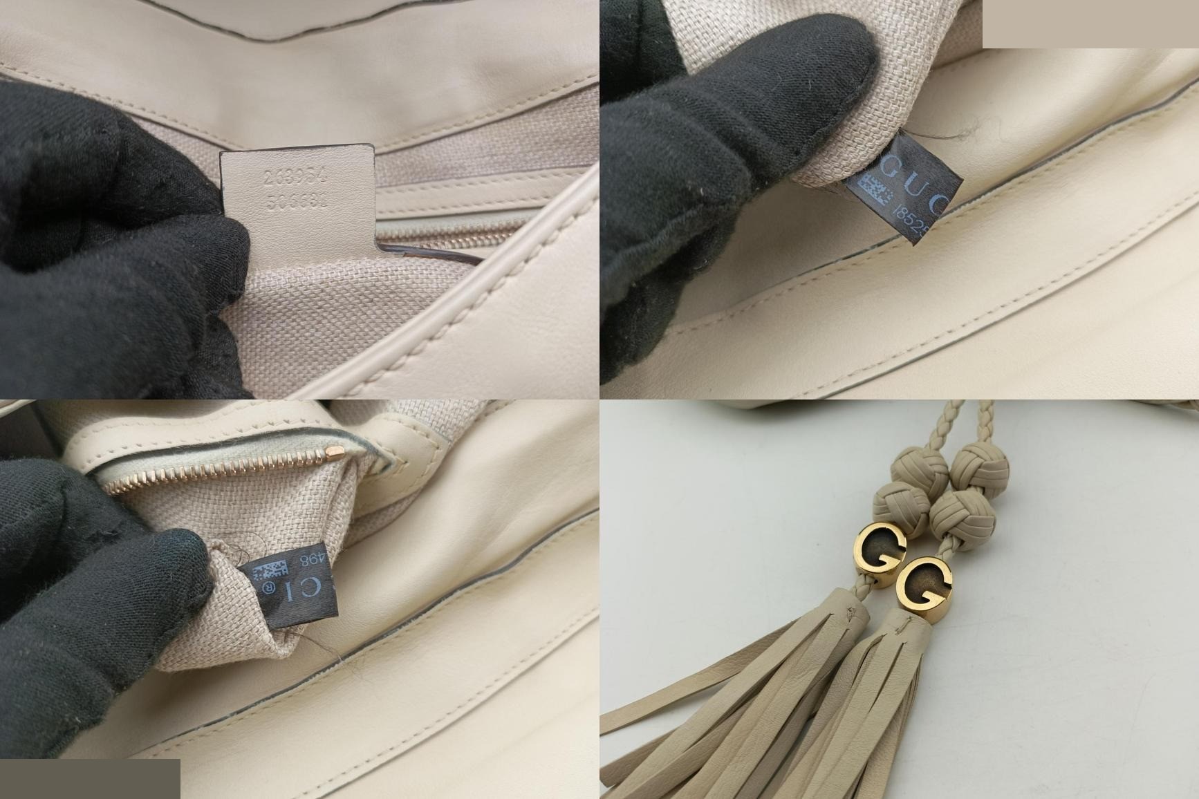 Handmade tassel medium flap leather bag, white — view 8