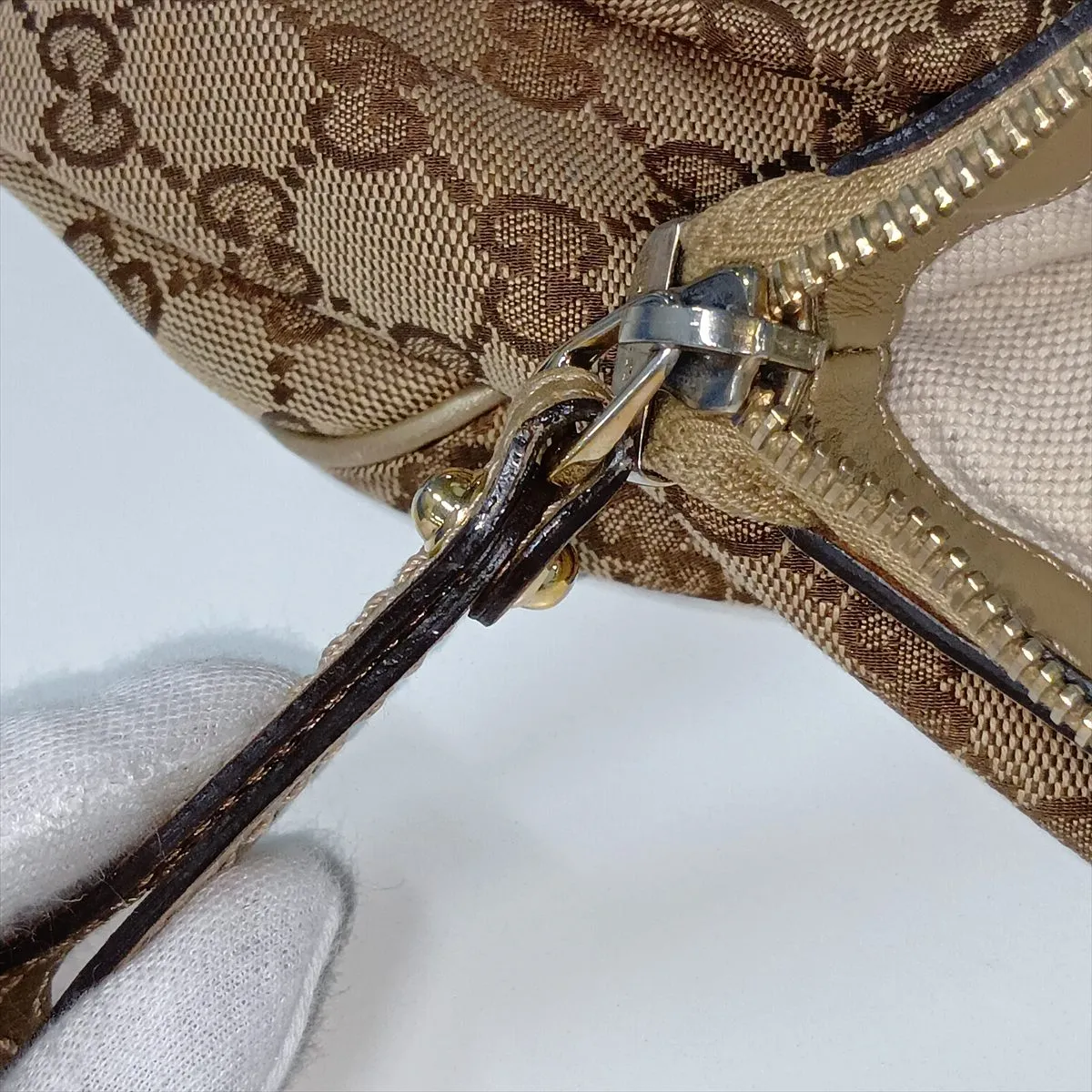 GG Canvas 223974 Canvas x Leather Handbag Beige x Gold — view 14