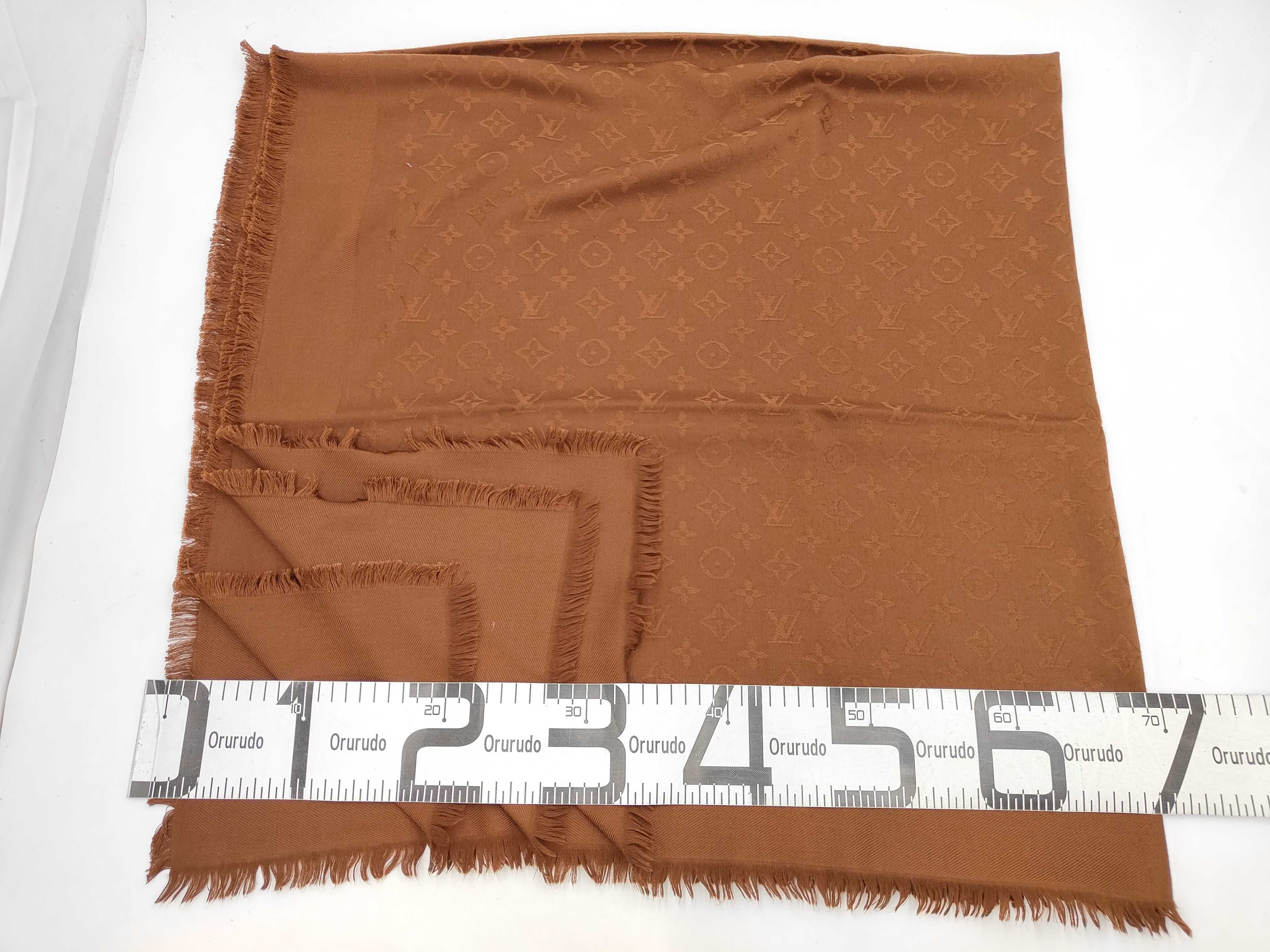 Monogram Silk Shawl, Brown, Other Accessories — view 7