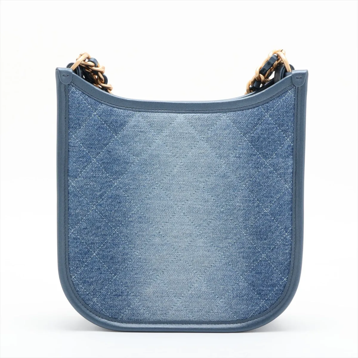 [Individually packaged] Chanel Matelassé Denim x Lambskin 2-Way Shoulder Bag Hobo Blue Gold Hardware LJA686P8 Random Plate — view 2