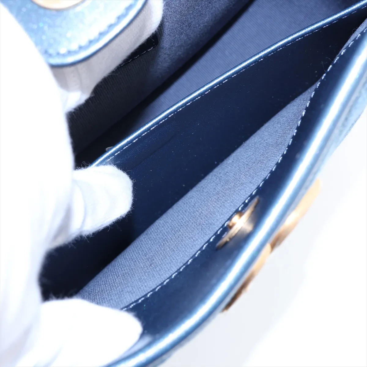 [Individually packaged] Chanel Matelassé Denim x Lambskin 2-Way Shoulder Bag Hobo Blue Gold Hardware LJA686P8 Random Plate — view 7