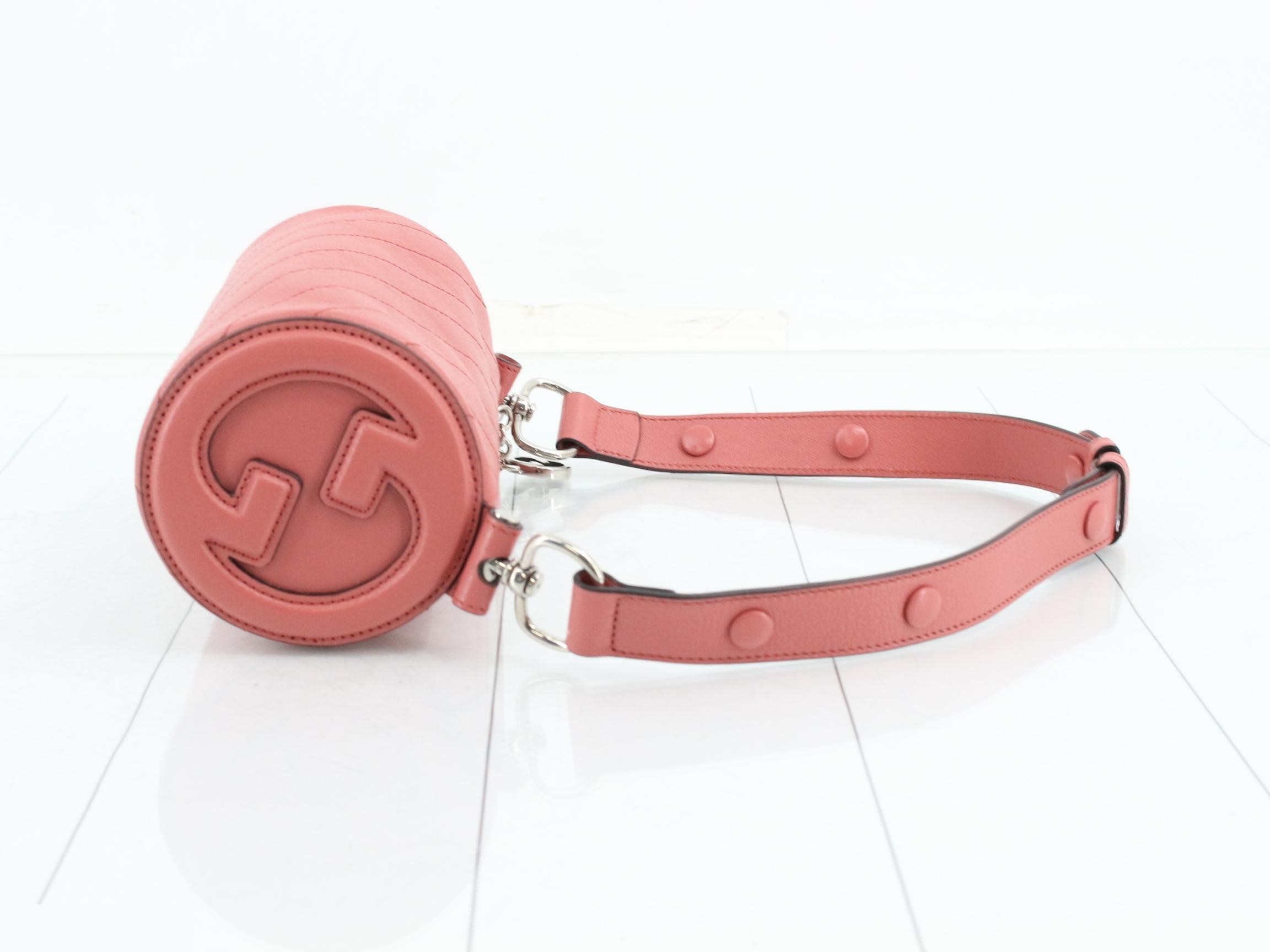 Blondie Mini Interlocking G Leather One-Shoulder Bag (Pink) — view 3