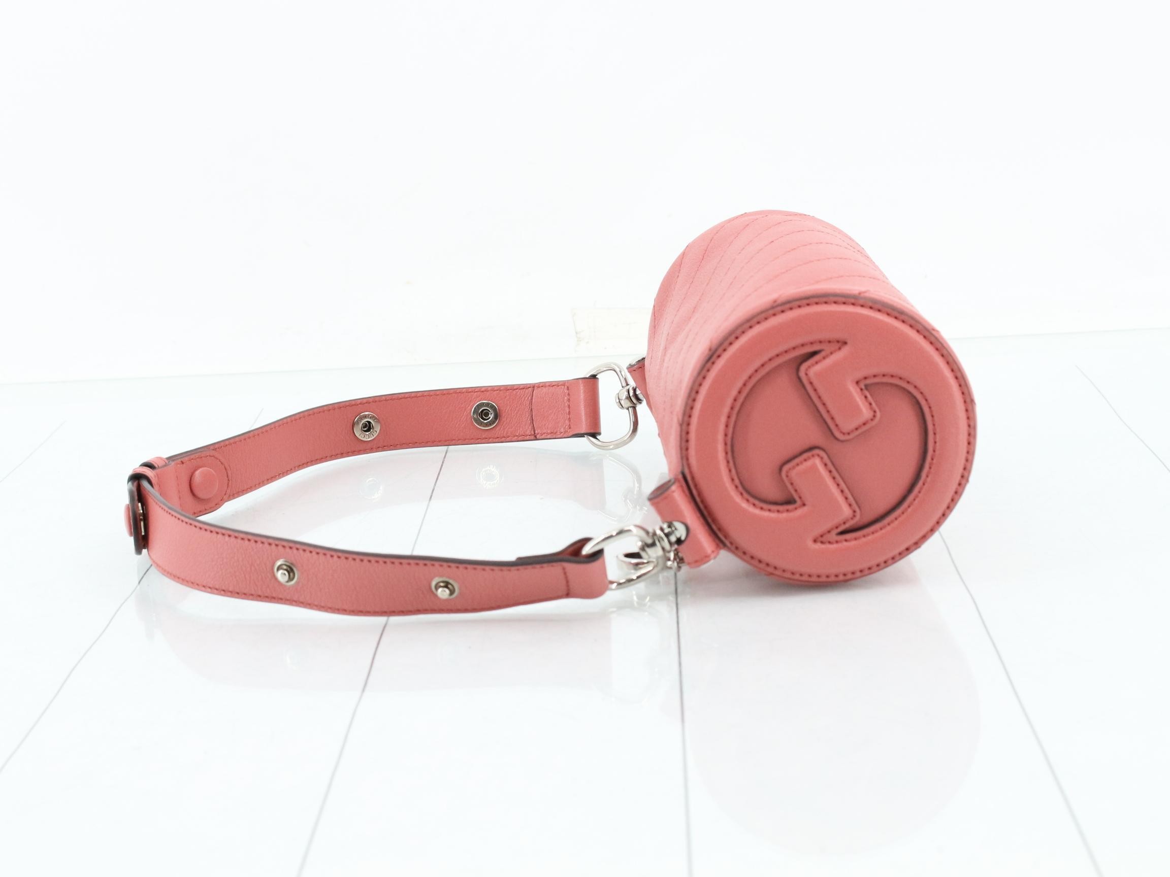 Blondie Mini Interlocking G Leather One-Shoulder Bag (Pink) — view 4