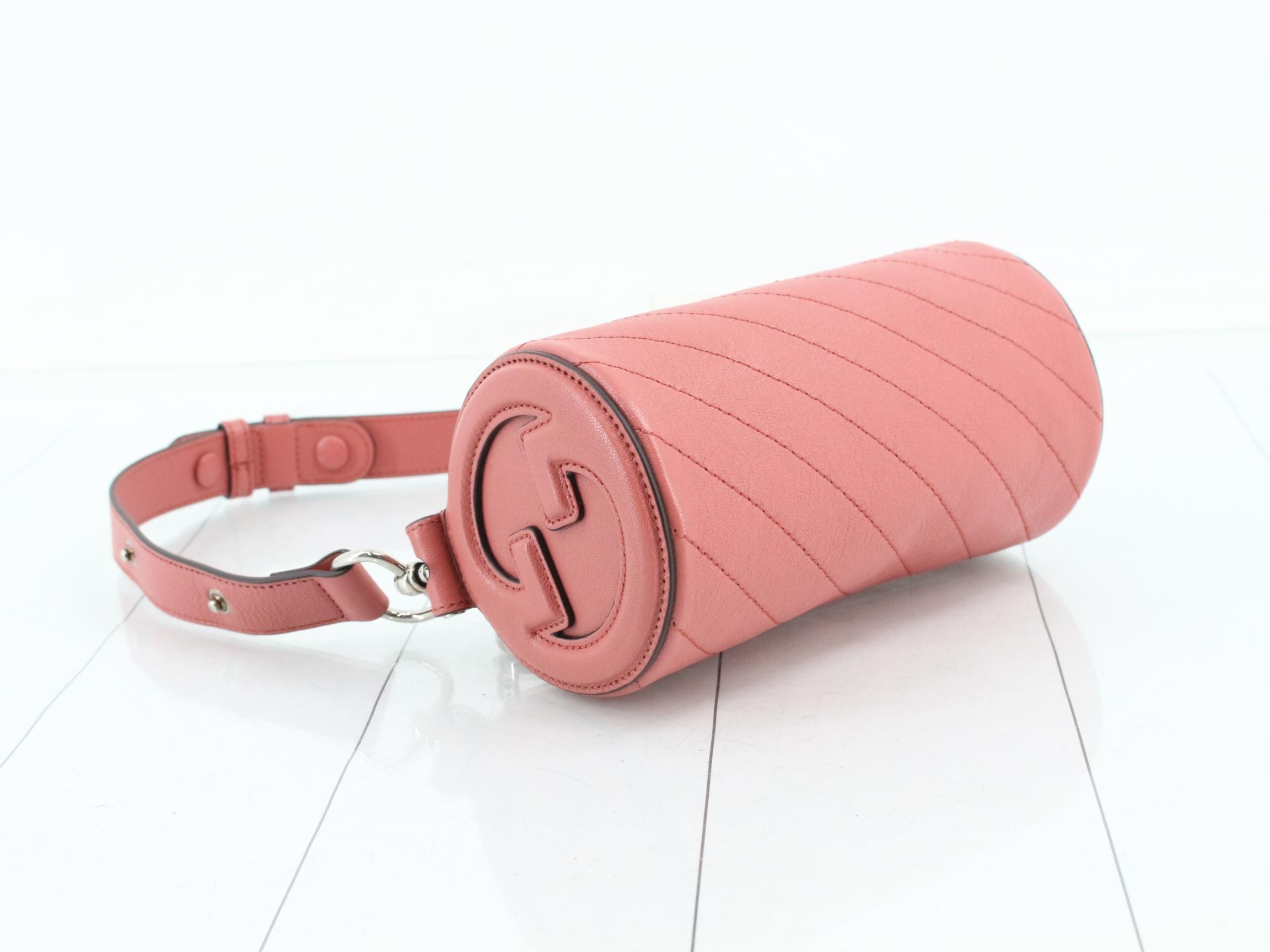 Blondie Mini Interlocking G Leather One-Shoulder Bag (Pink) — view 5