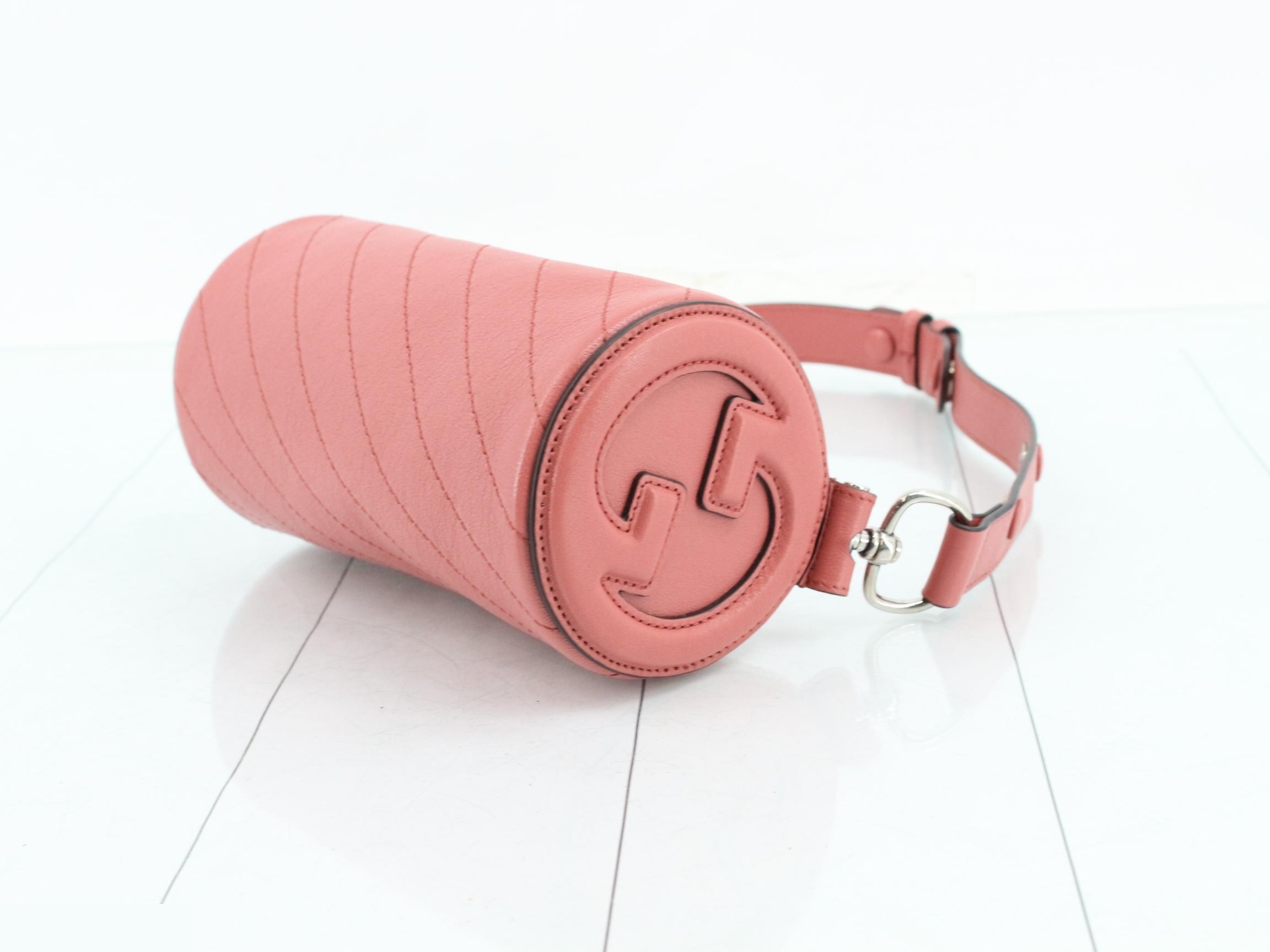 Blondie Mini Interlocking G Leather One-Shoulder Bag (Pink) — view 6